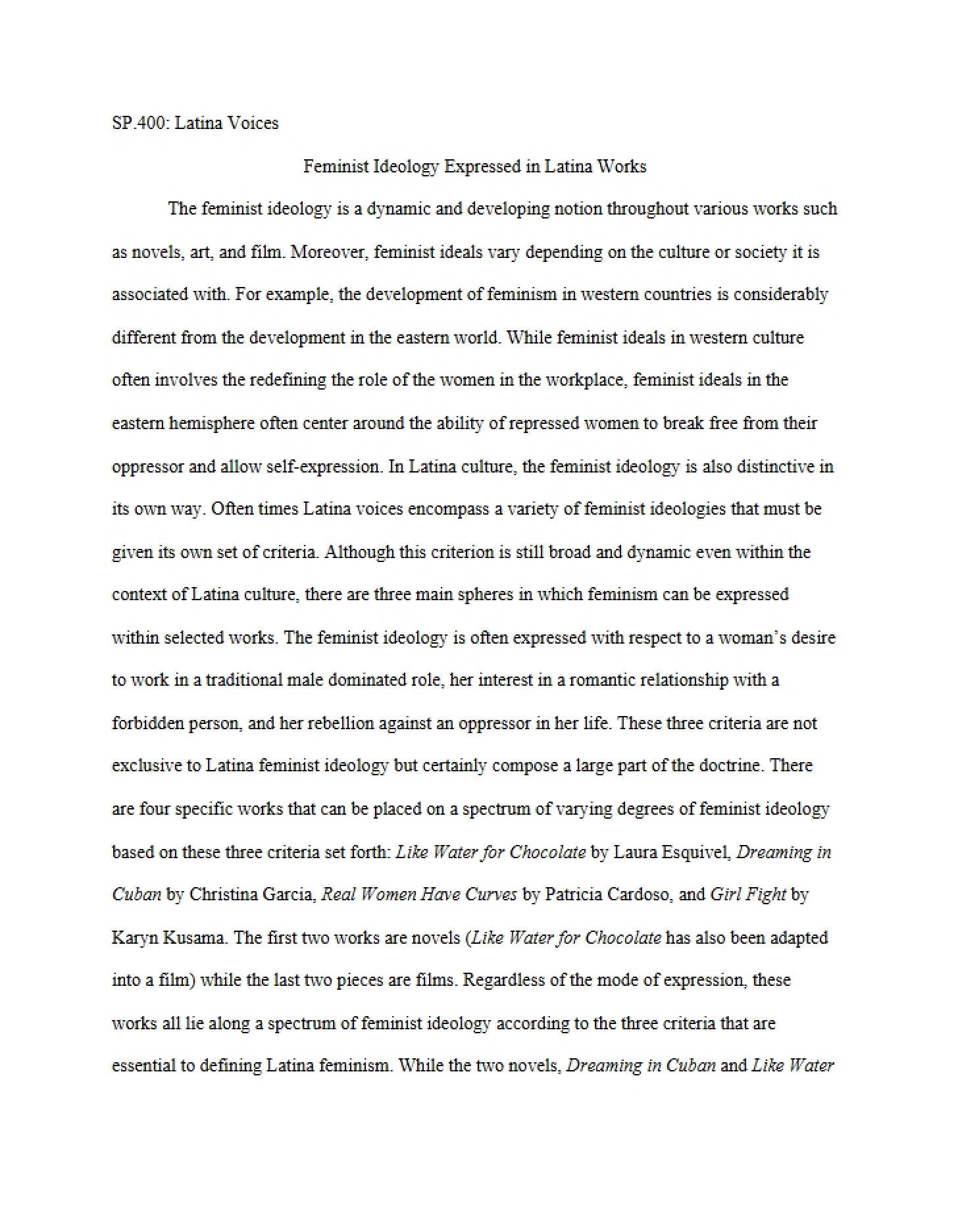 Latina Works Feminist Ideology Expression