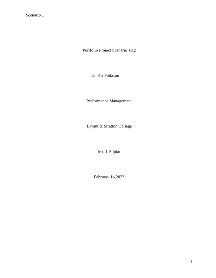 Portfolio Project - Scenarios 1 and 2