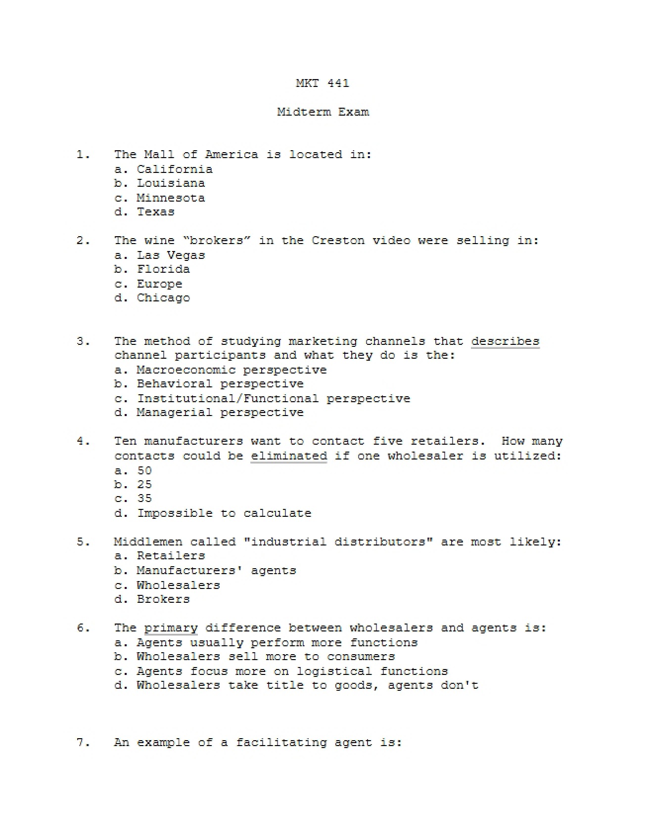 Examination Midterm