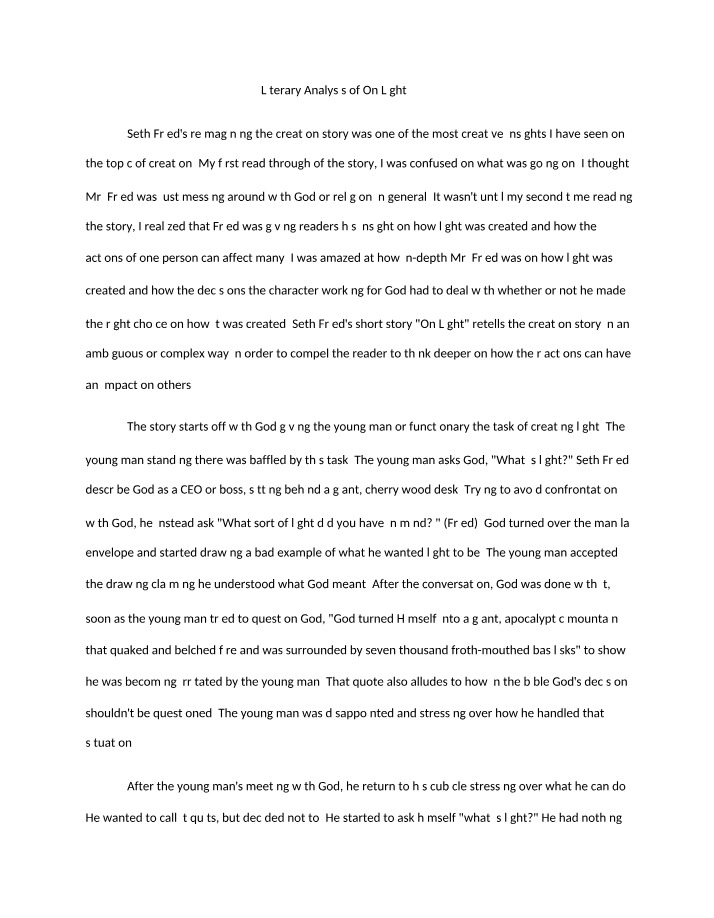 Analyzing 'On Light' by Seth Fried - A Creative Insight on Creation