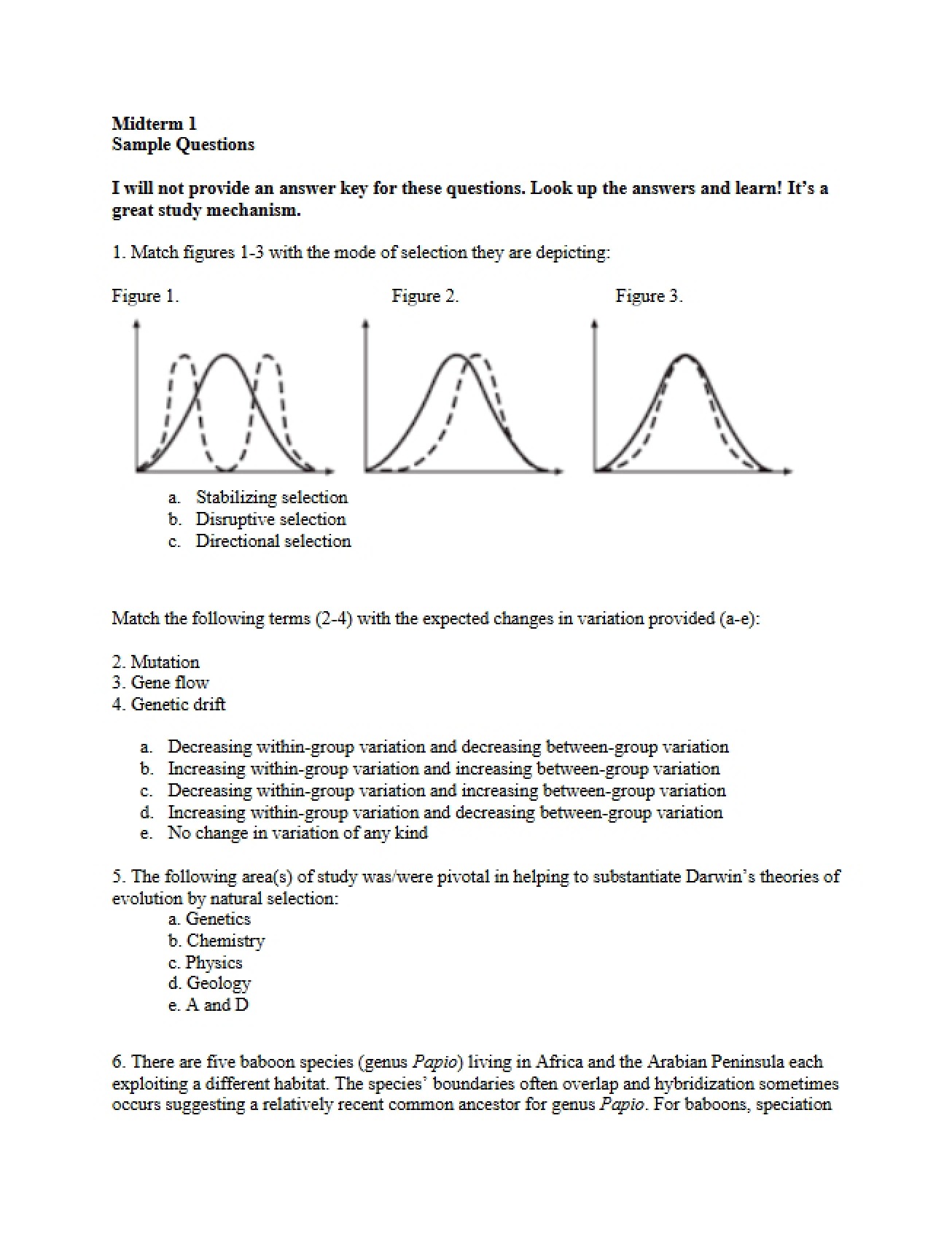 Midterm One Sample Questions