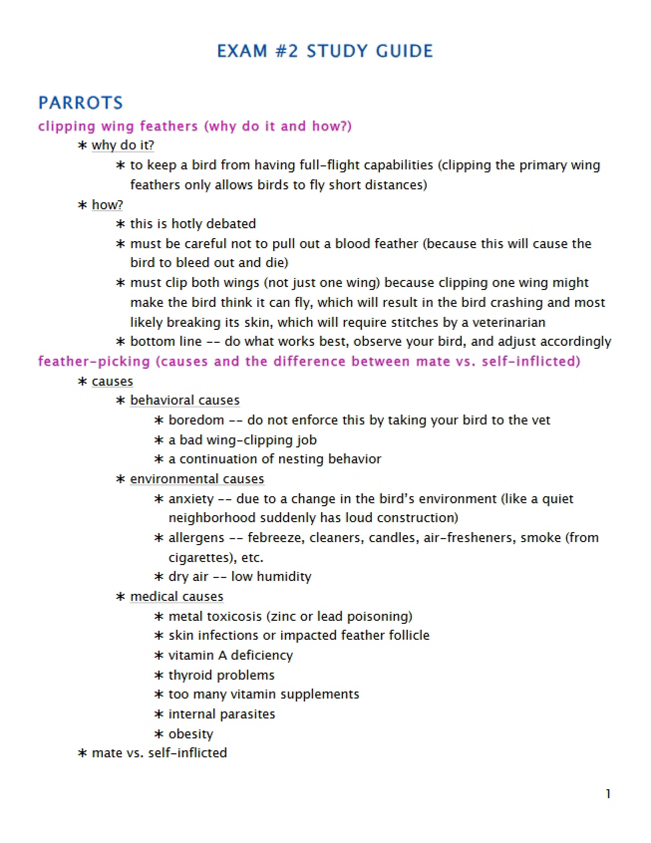 Guide for Exam Number Two