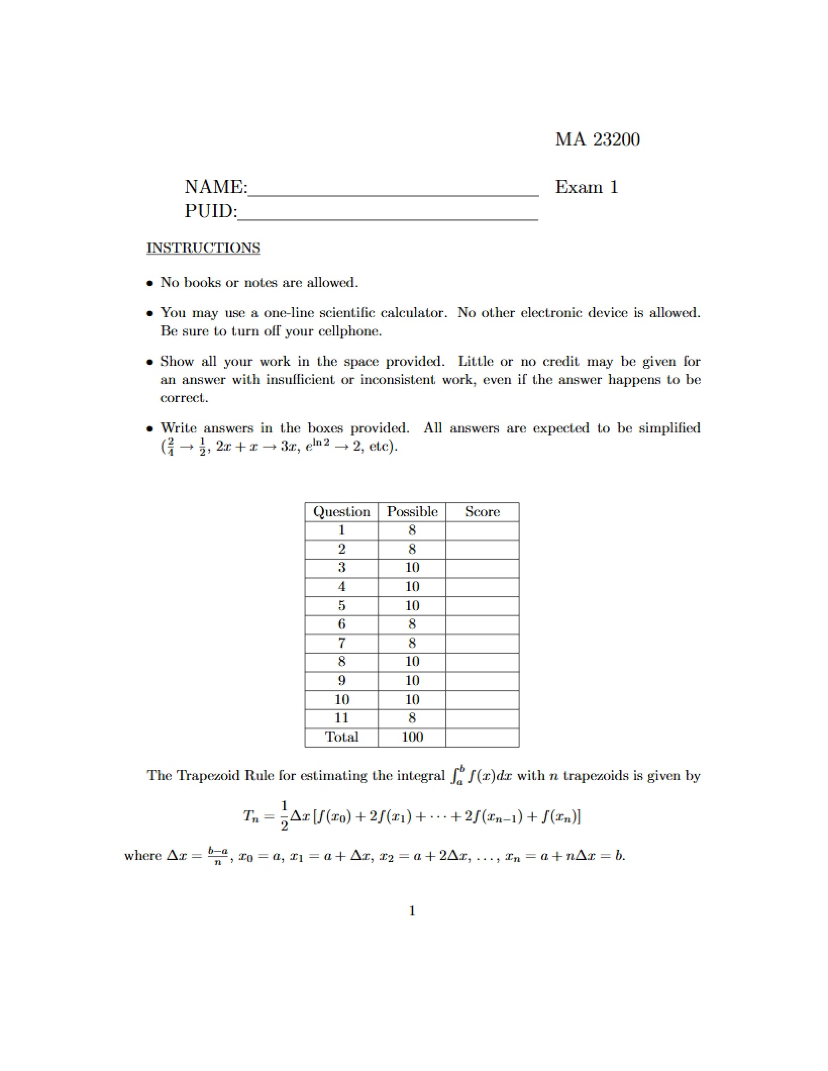 First Examination