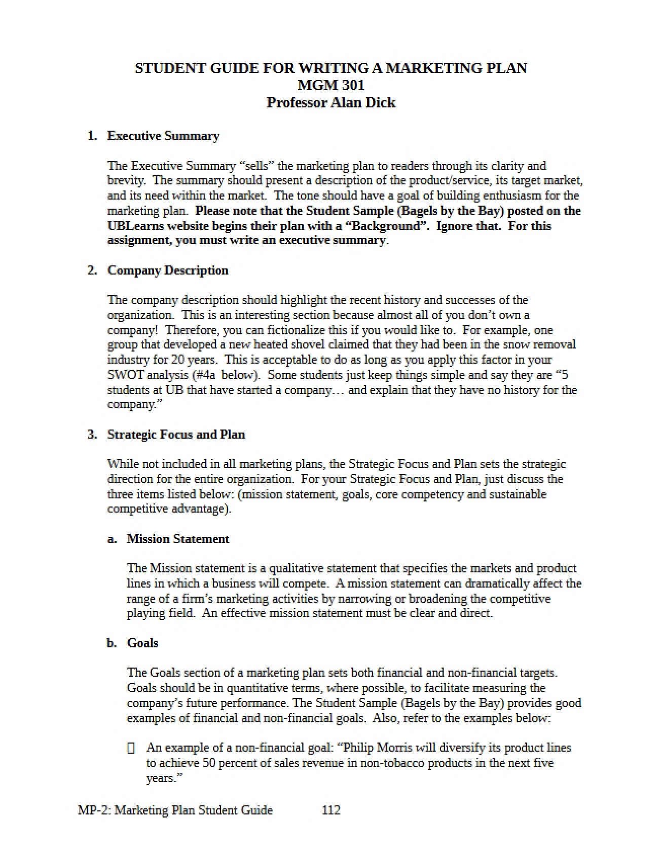 Marketing Plan Writing Guide for Students