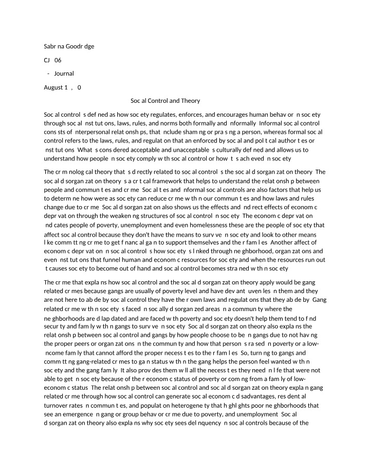 CJ 306 Journal - 7-2