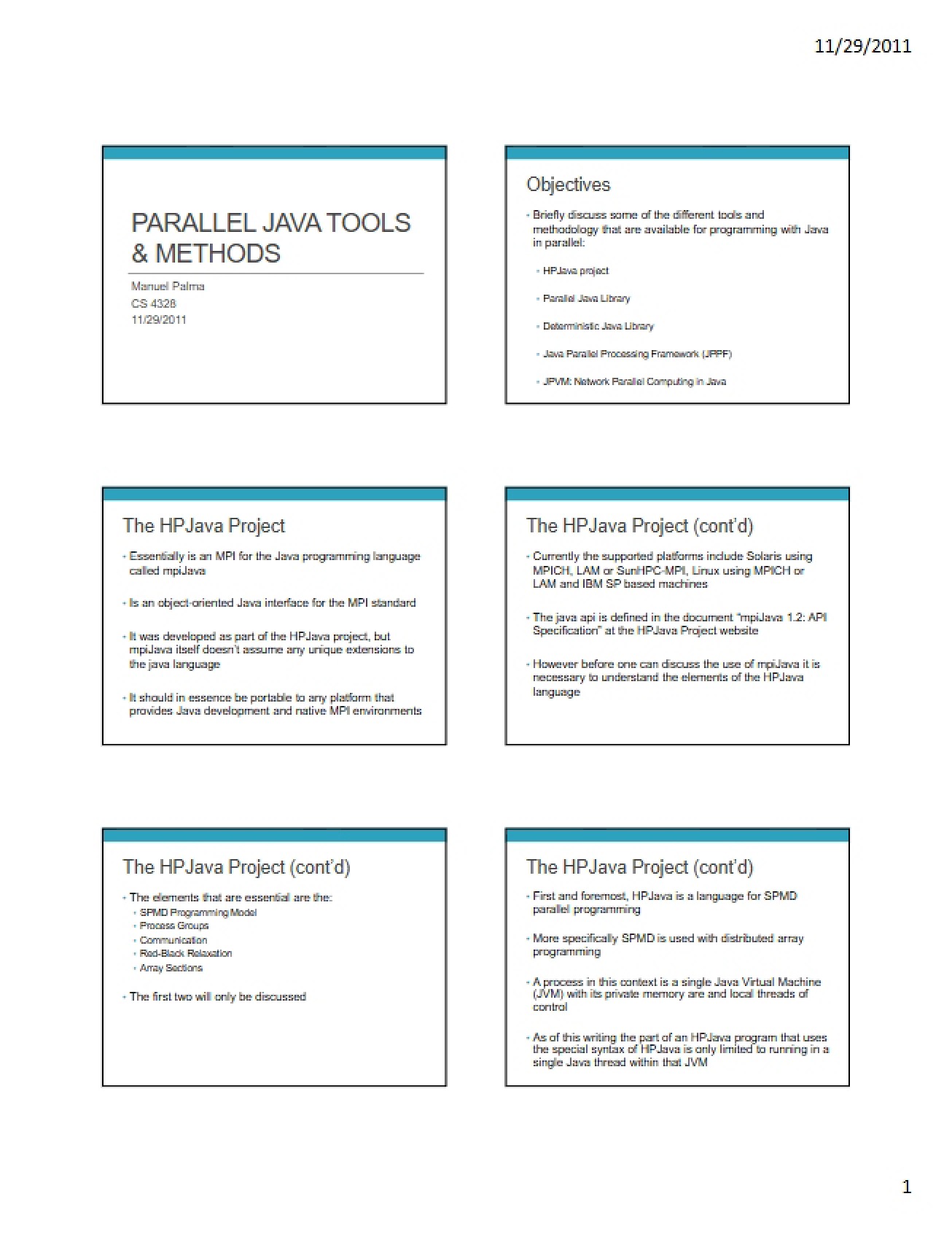 Methods and Tools for Parallel Java