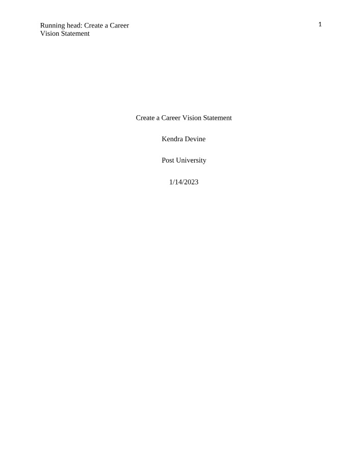 Creating a Career Vision Statement