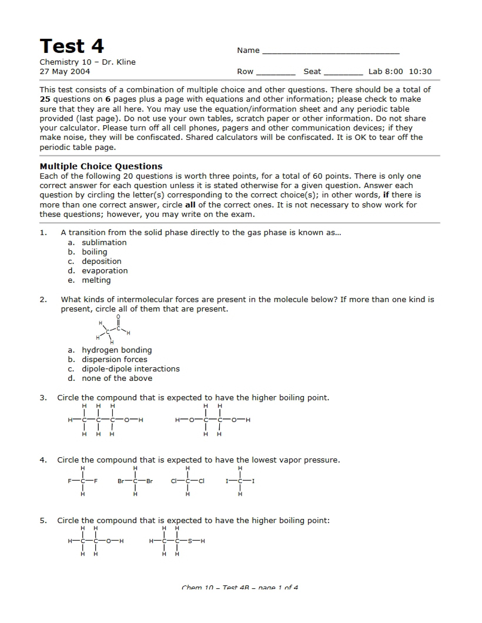 Chem 10 Test 4