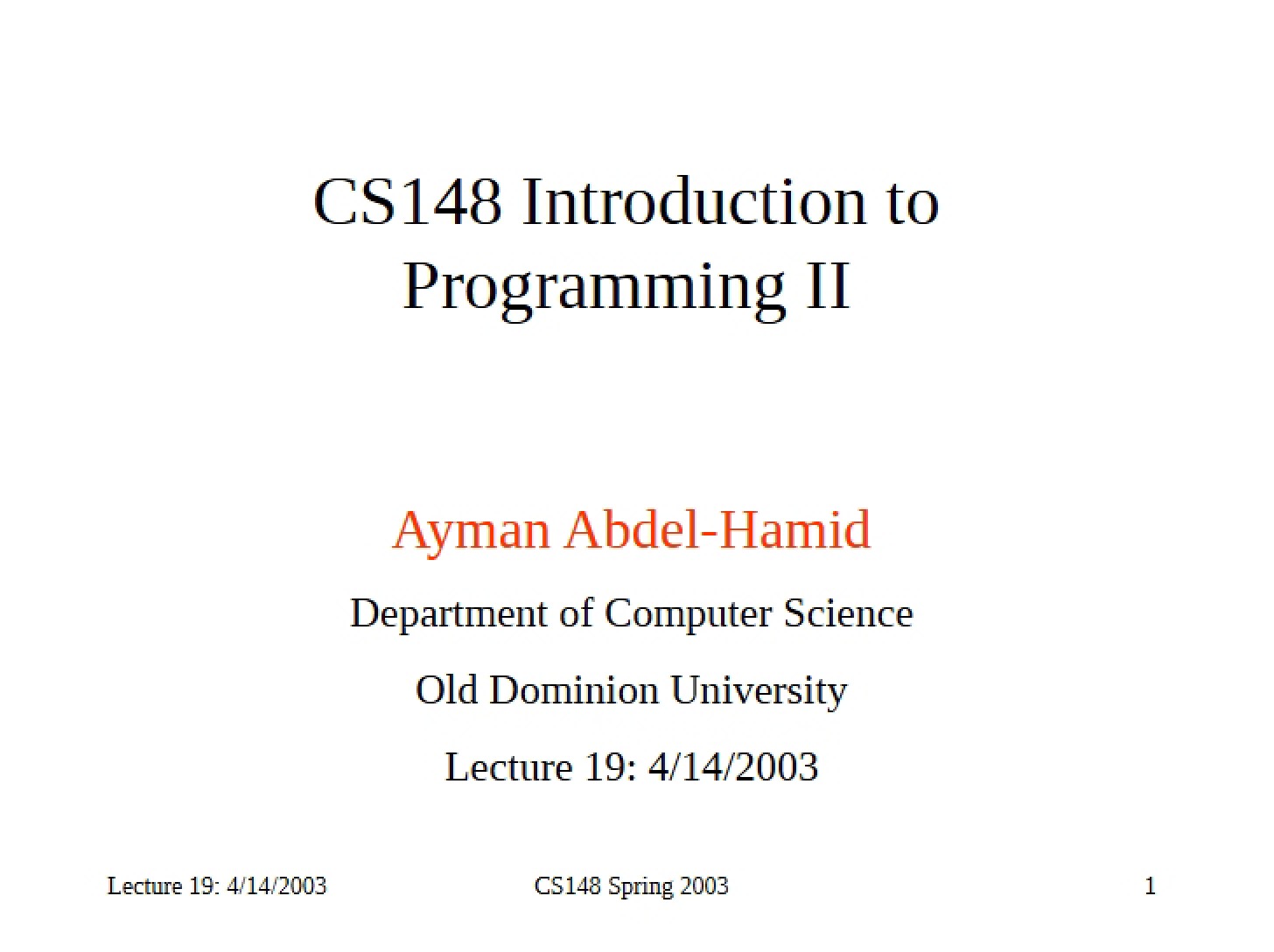 Programming II Concepts