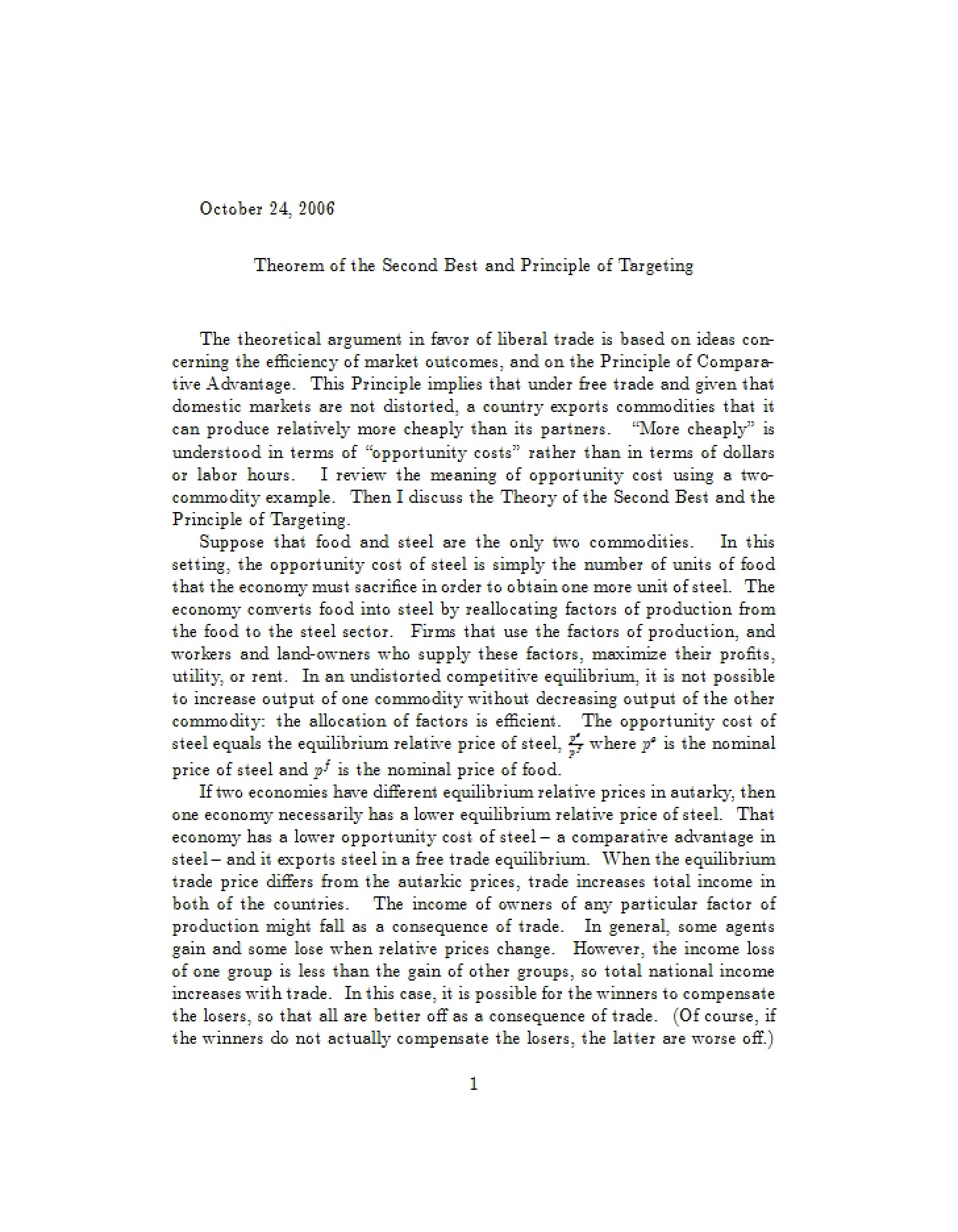Targeting Principle and Second Best Theorem