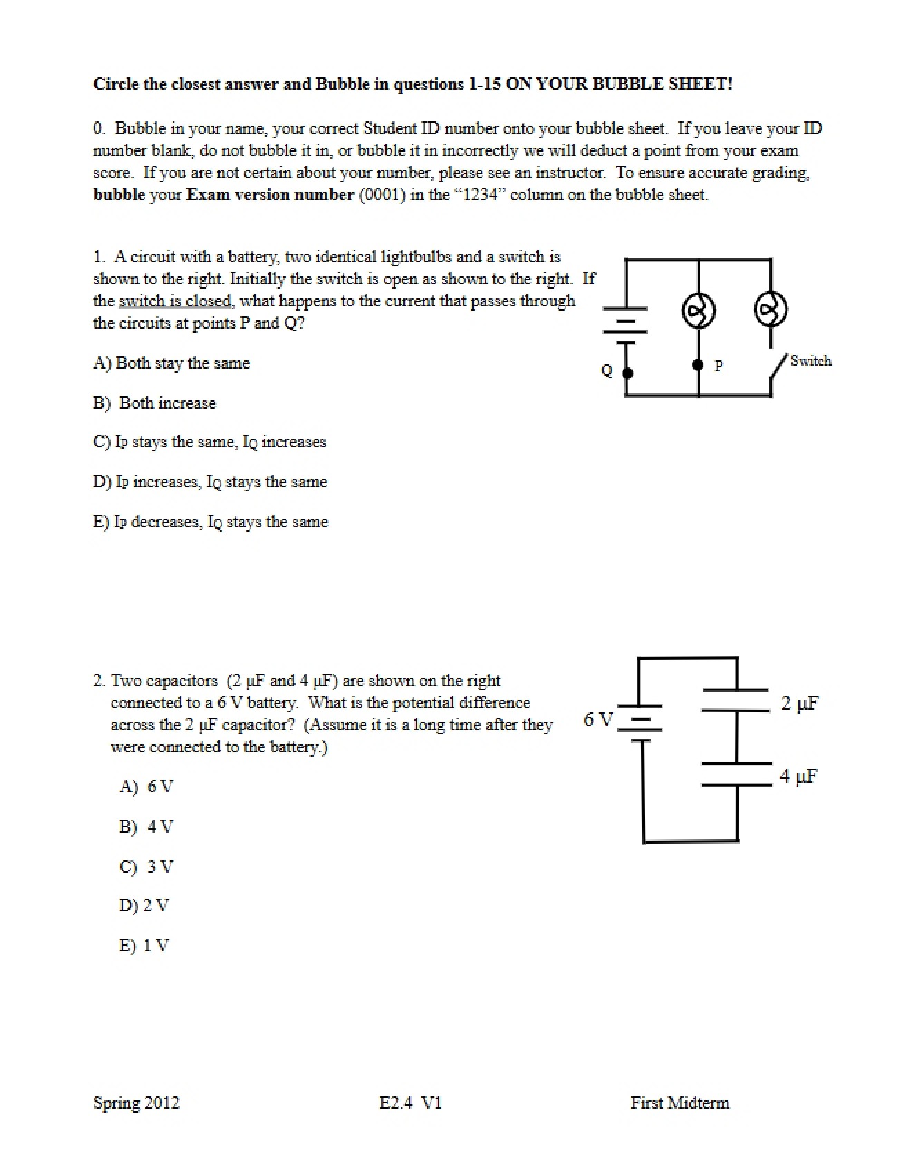 Practice Examination Two (Second Instance)