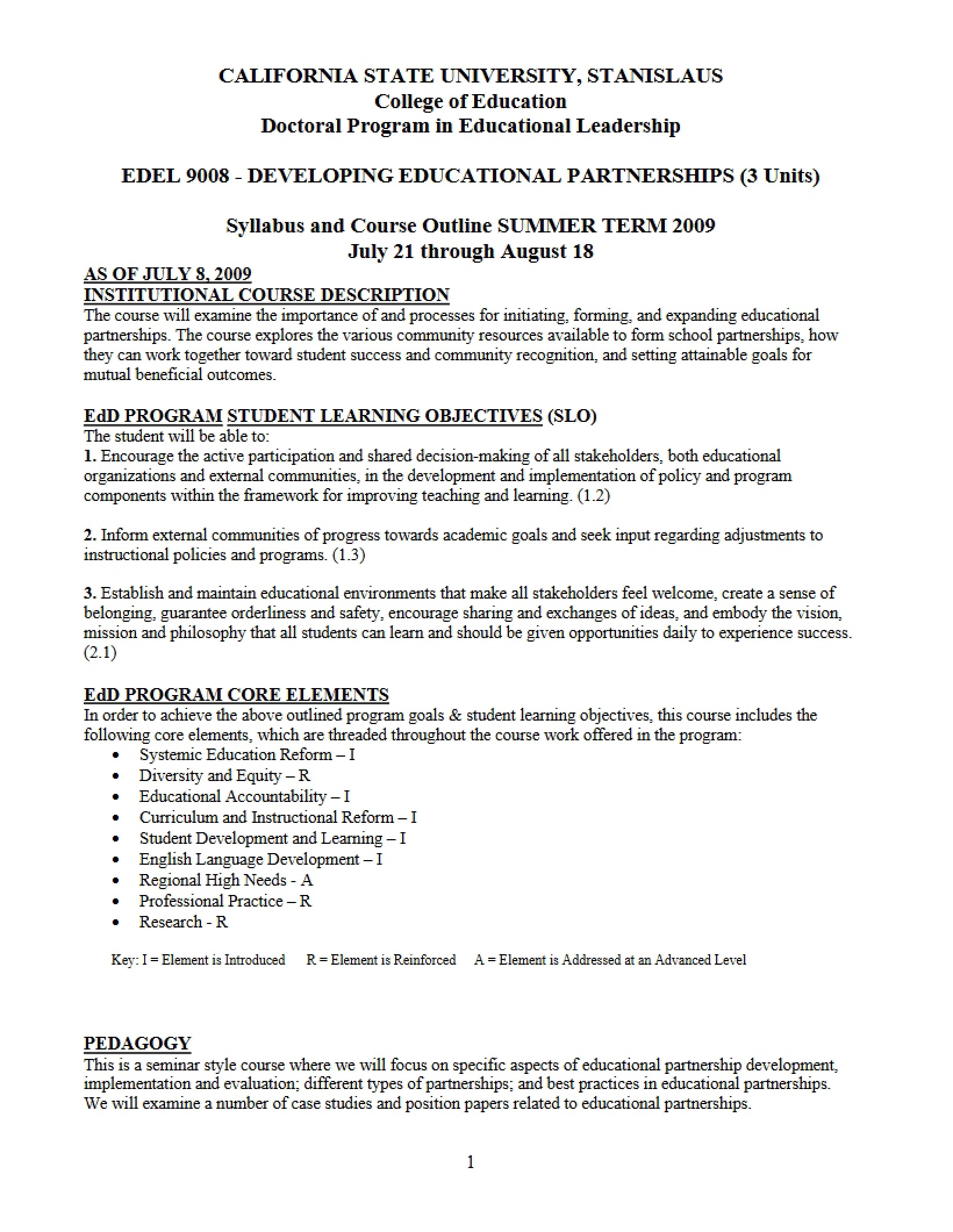 Educational Partnerships Syllabus