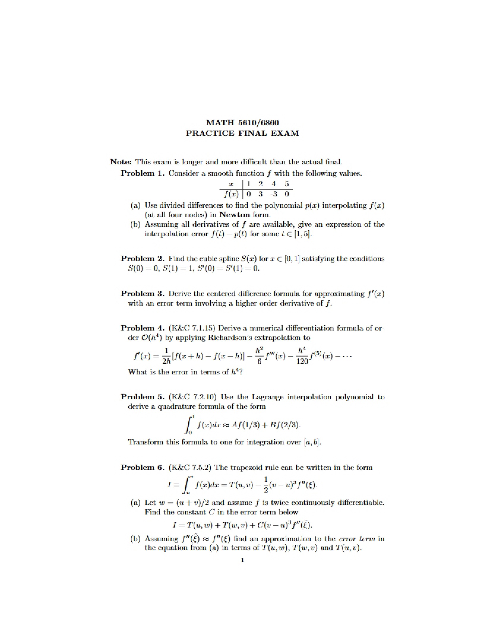 Final Examination Practice