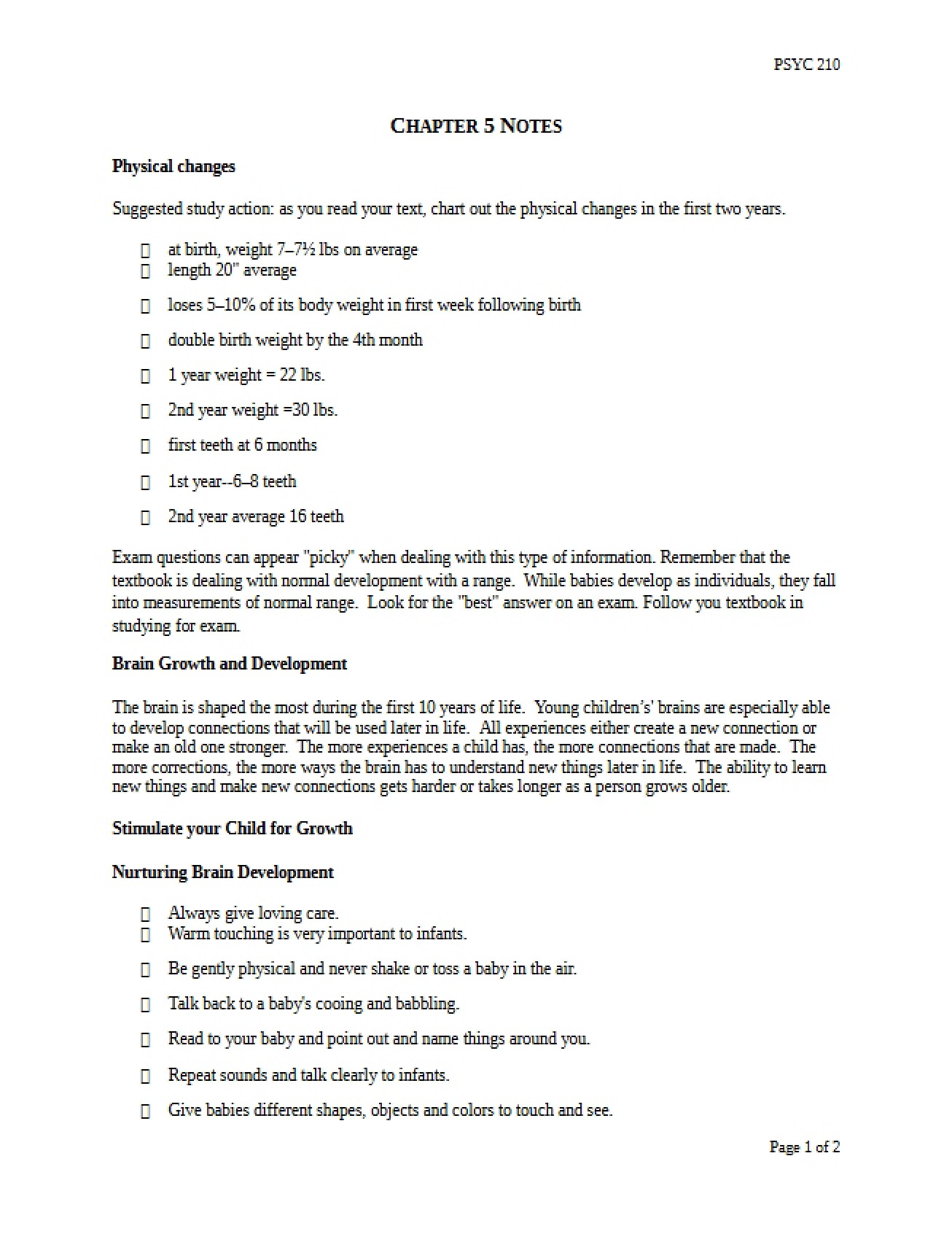 Developmental Psychology Chapter Five Notes