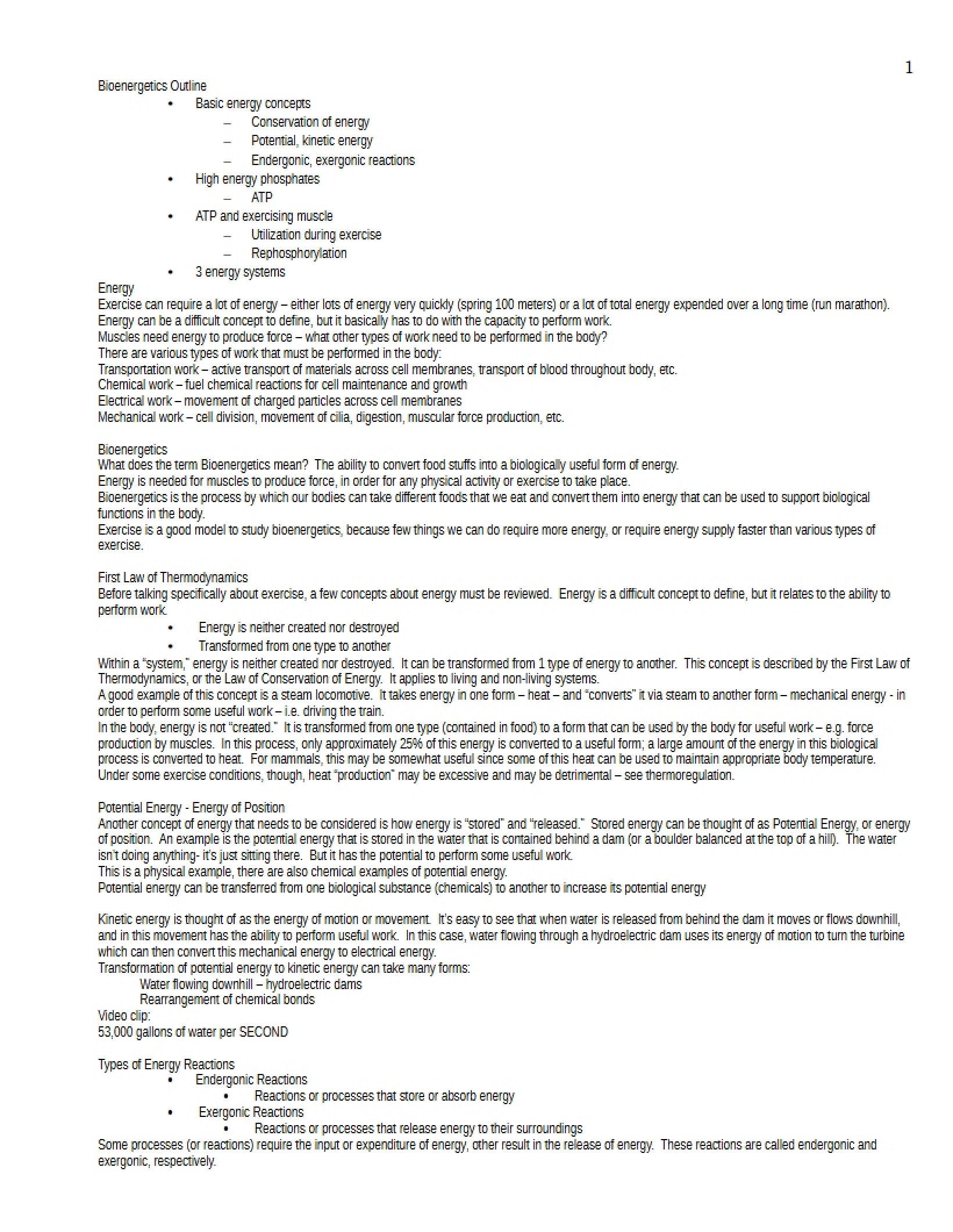 Outline of Bioenergetics