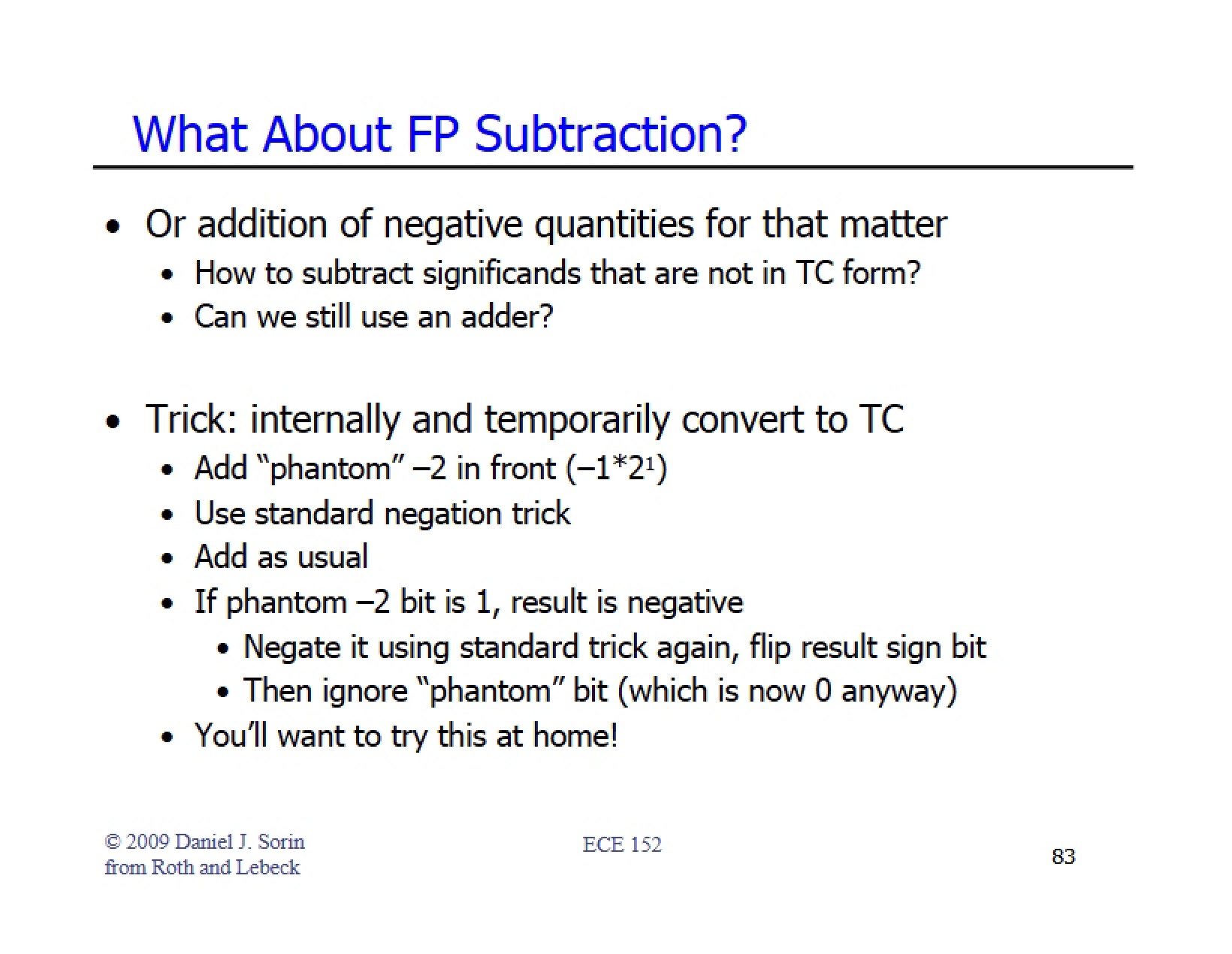 Subtraction in Floating Point