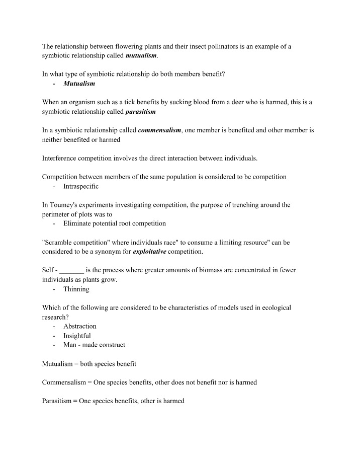 Ecology - Population Dynamics, Symbiosis, and Competition