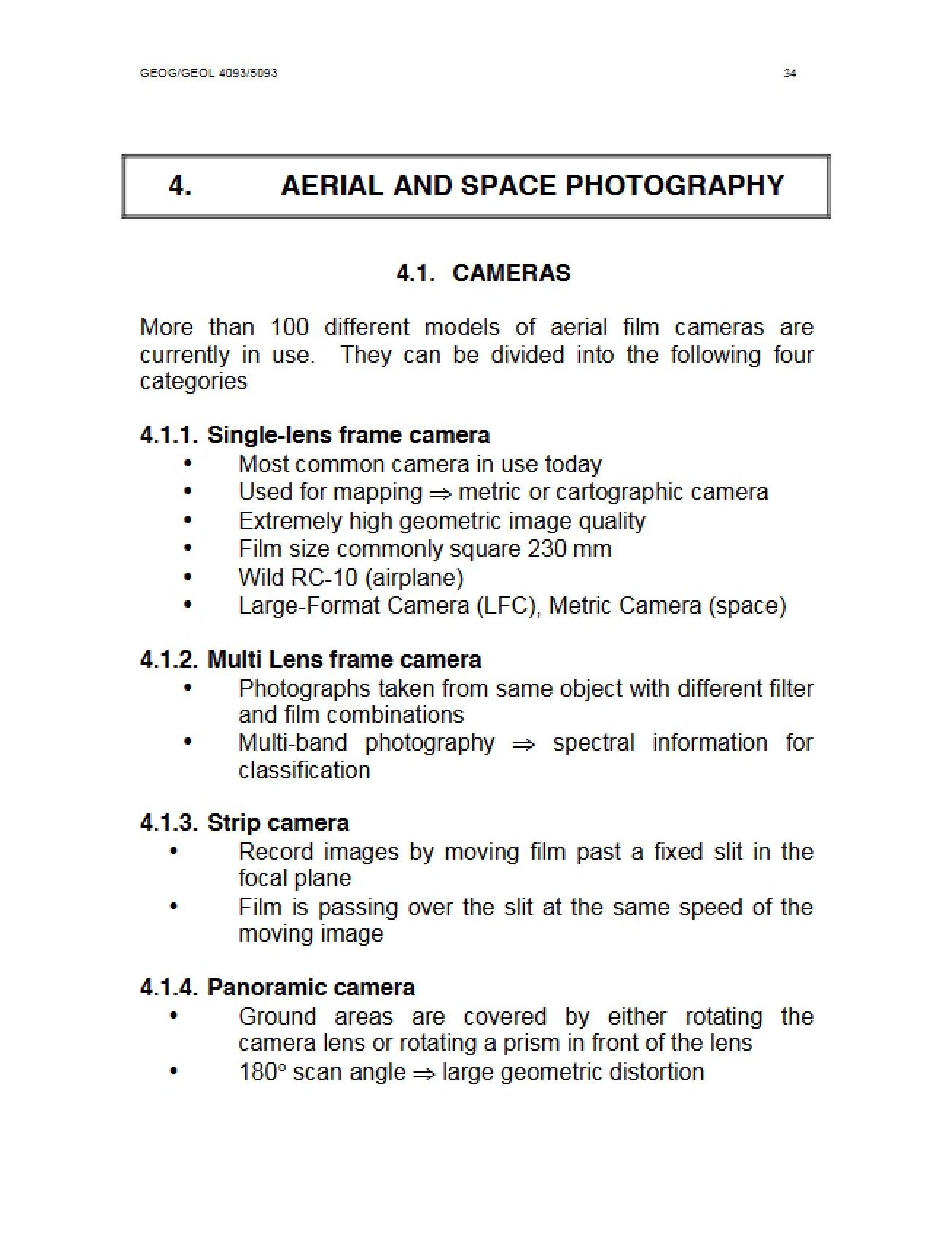 Overview of Remote Sensing Cameras