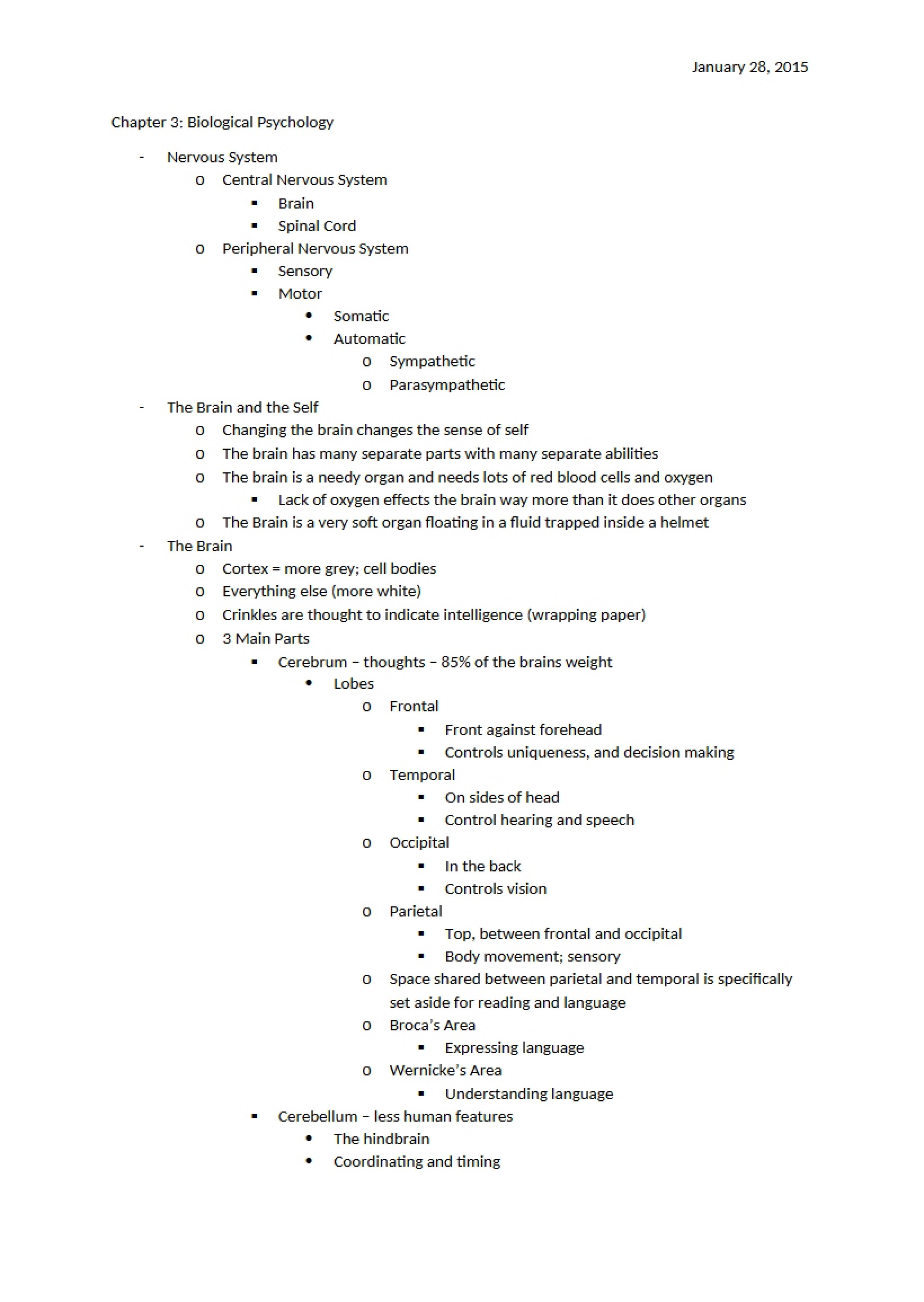 Biological Psychology Chapter Three
