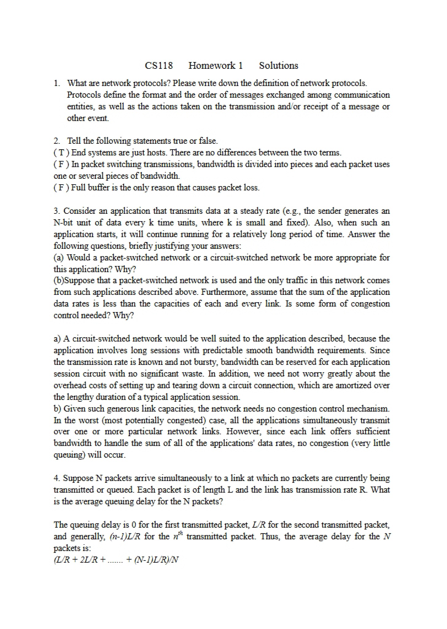 Solution Key Homework 1