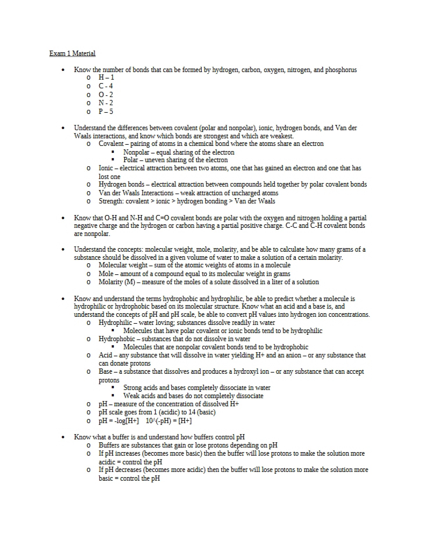 Foundational Review for the First Exam