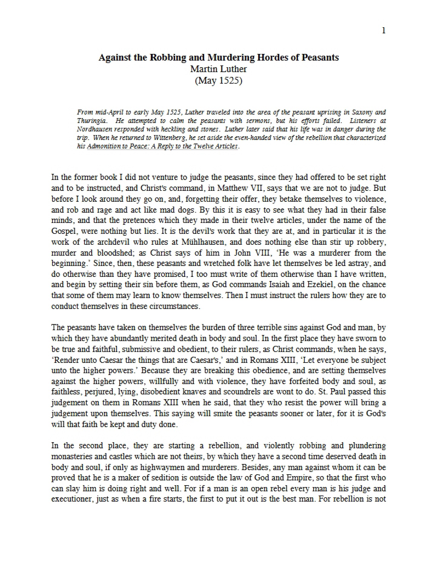 Against the Peasants (Luther)