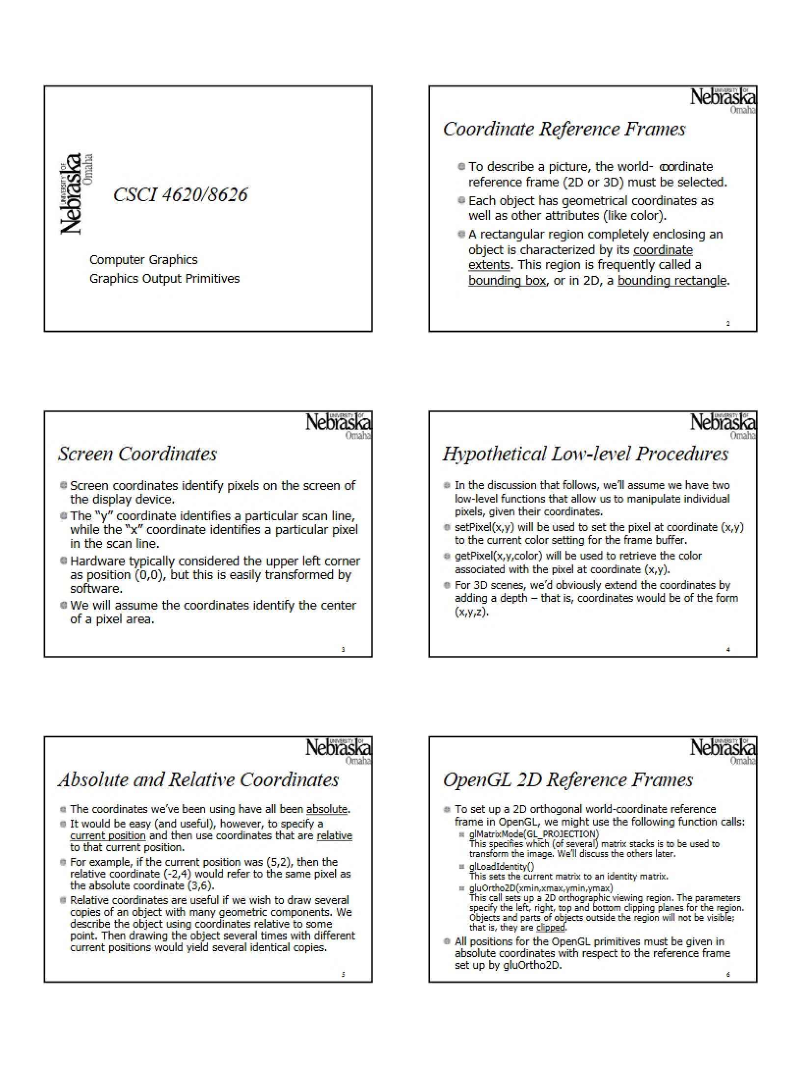 Primitives for Graphics Output