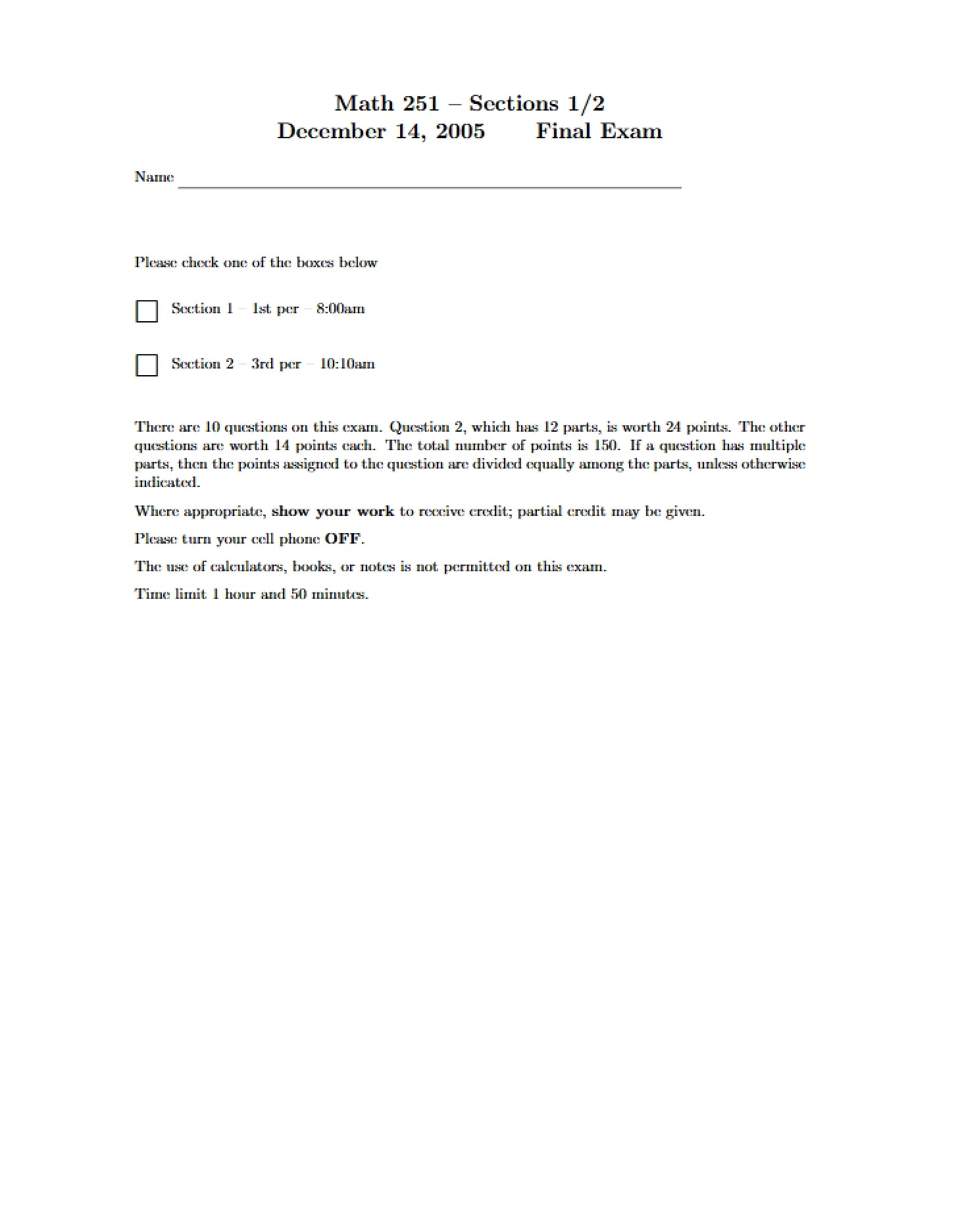 Review Materials Math 251