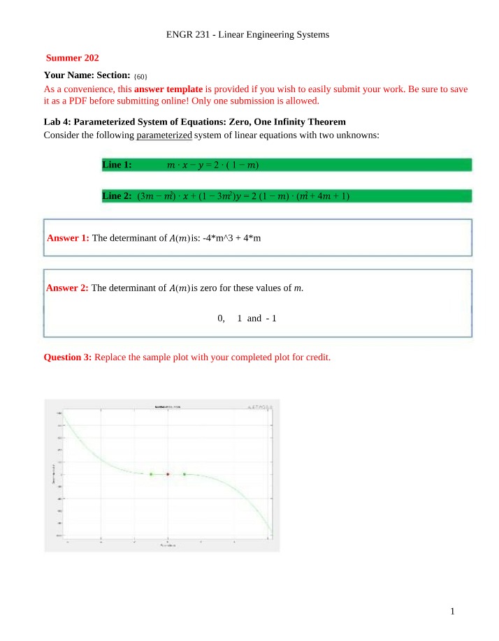 Zero, One, Infinity Theorem - Parameterized System of Equations