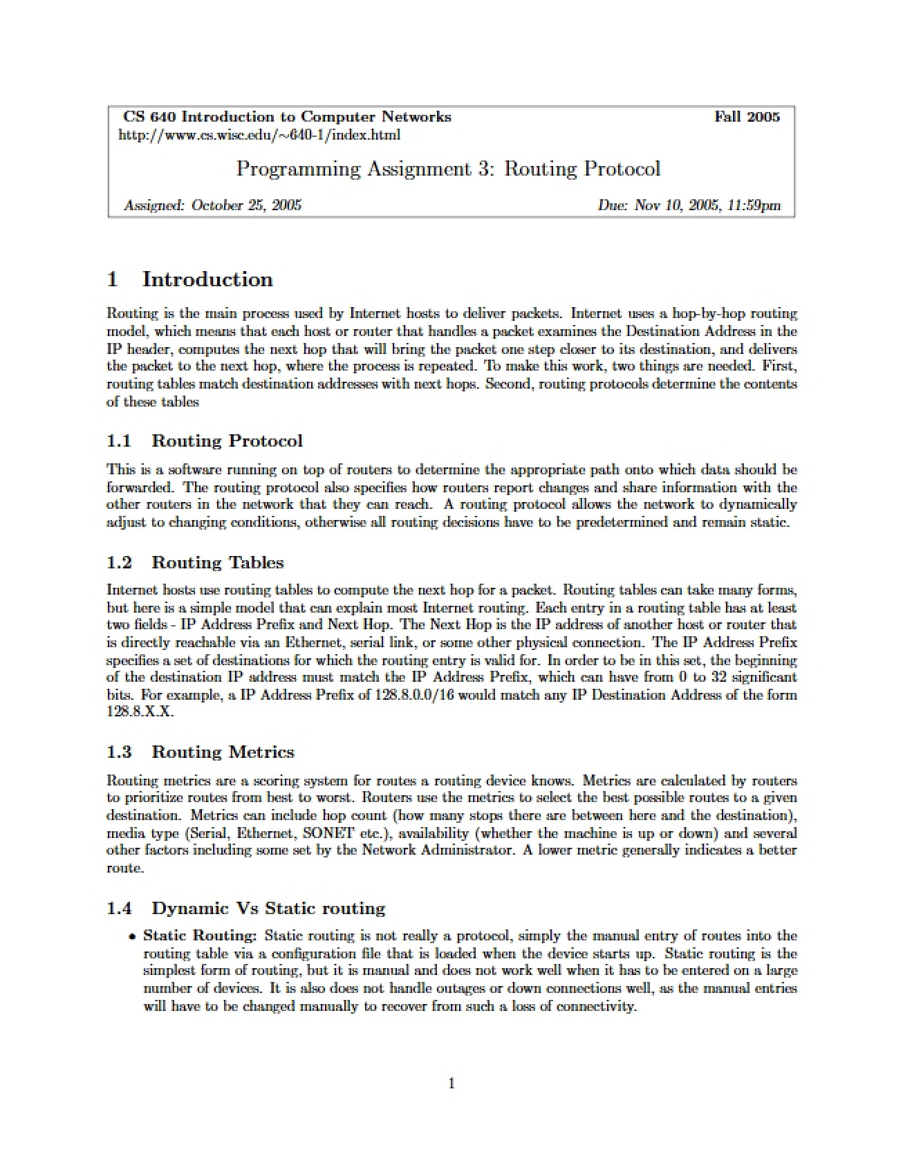 Routing Protocol Coding Assignment