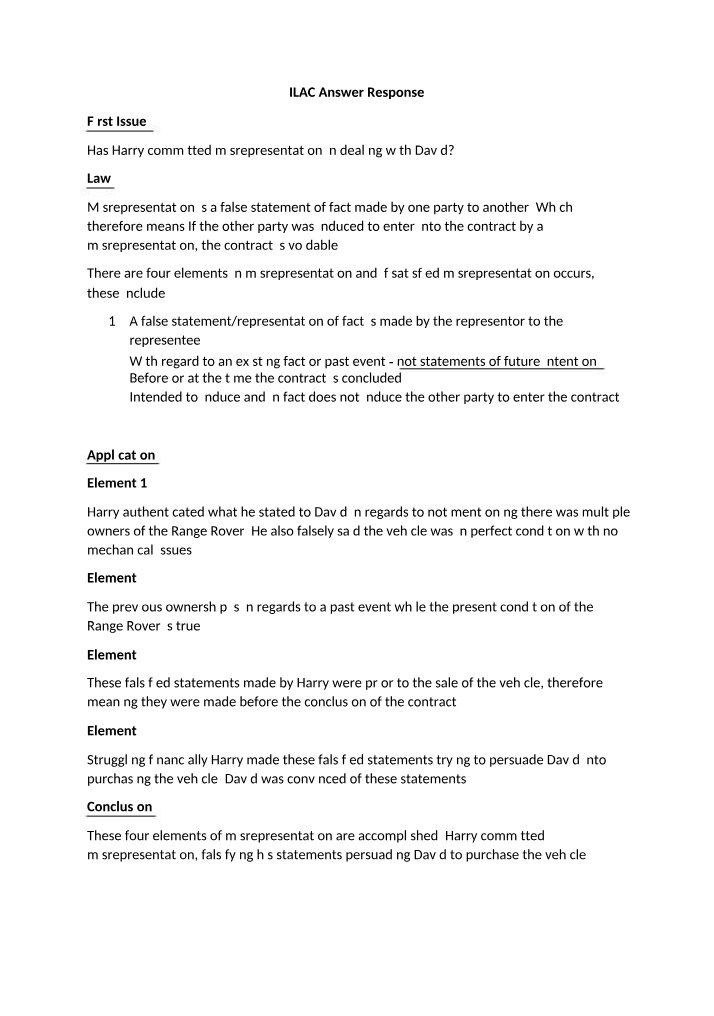 Response for ILAC Answer