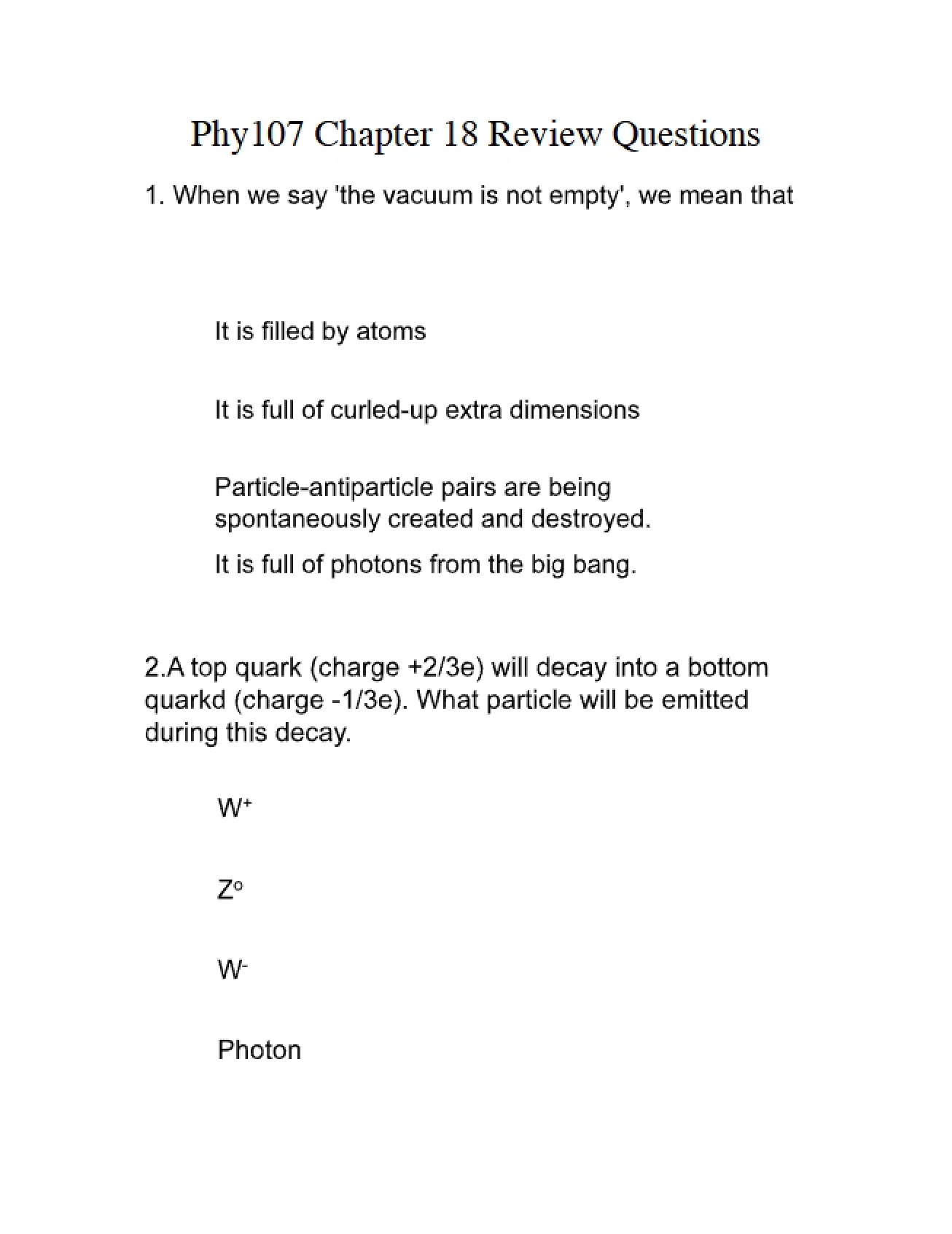 Review Questions for Chapter 18