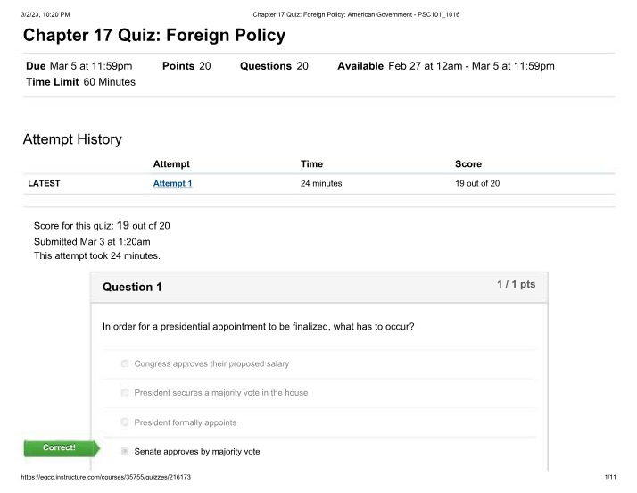 Foreign Policy Quiz - Chapter 17