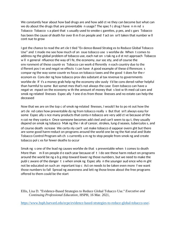 Strategies to Reduce Global Tobacco Usage