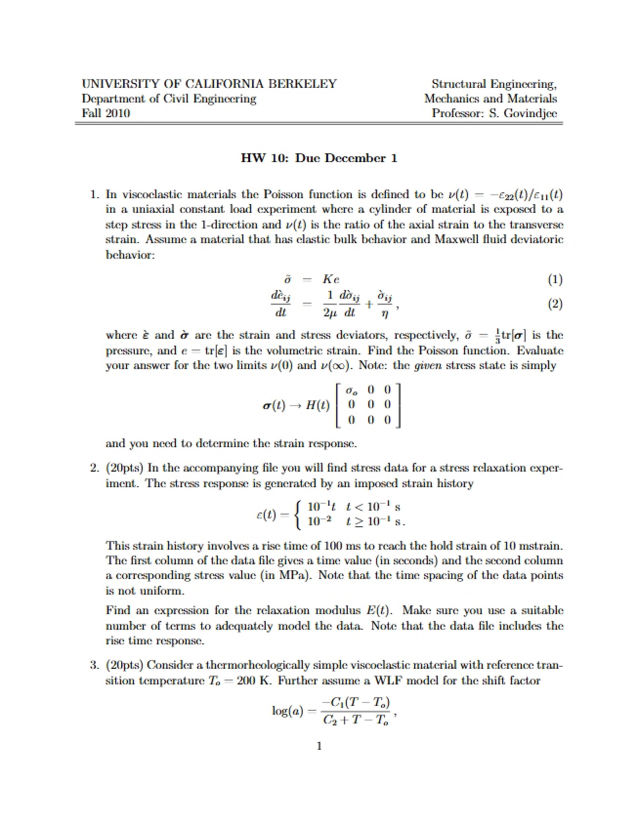 Mechanics of Solids Assignments - 2 Pages