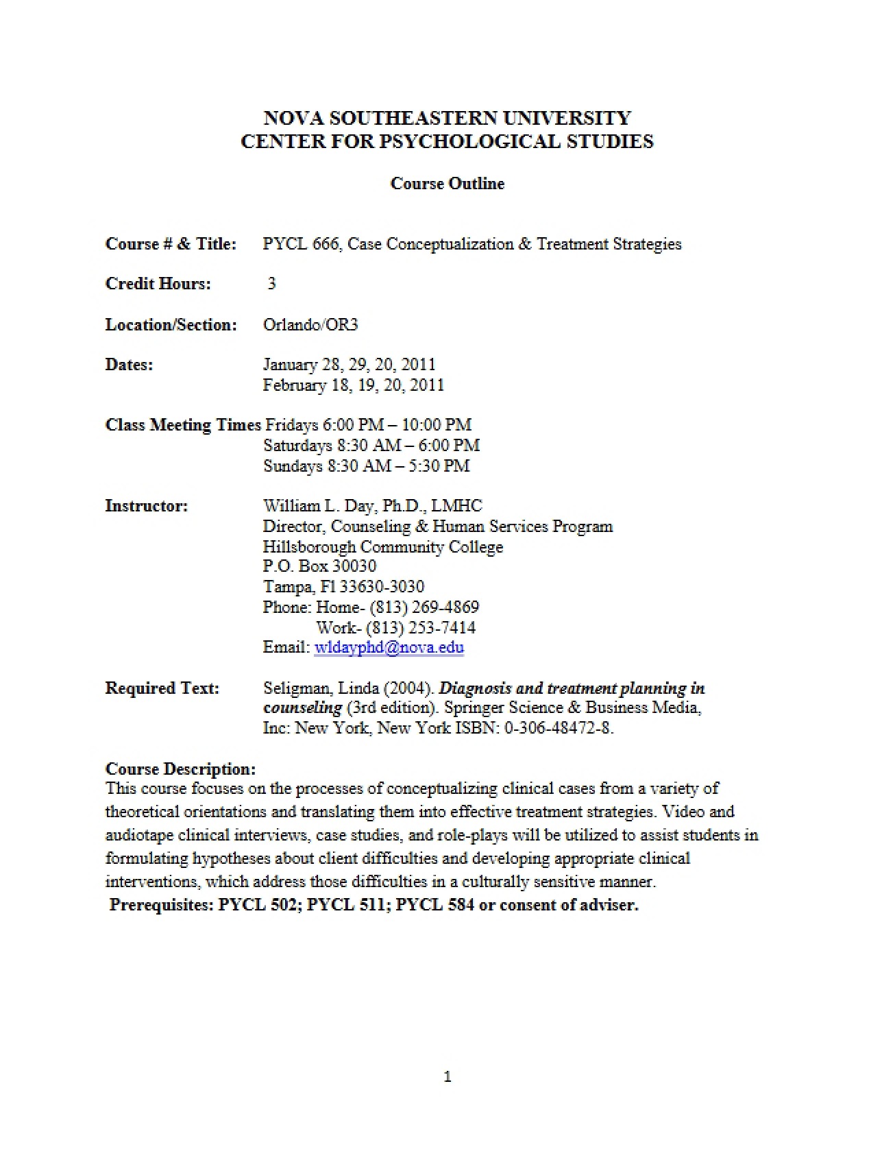 Treatment Strategies Syllabus
