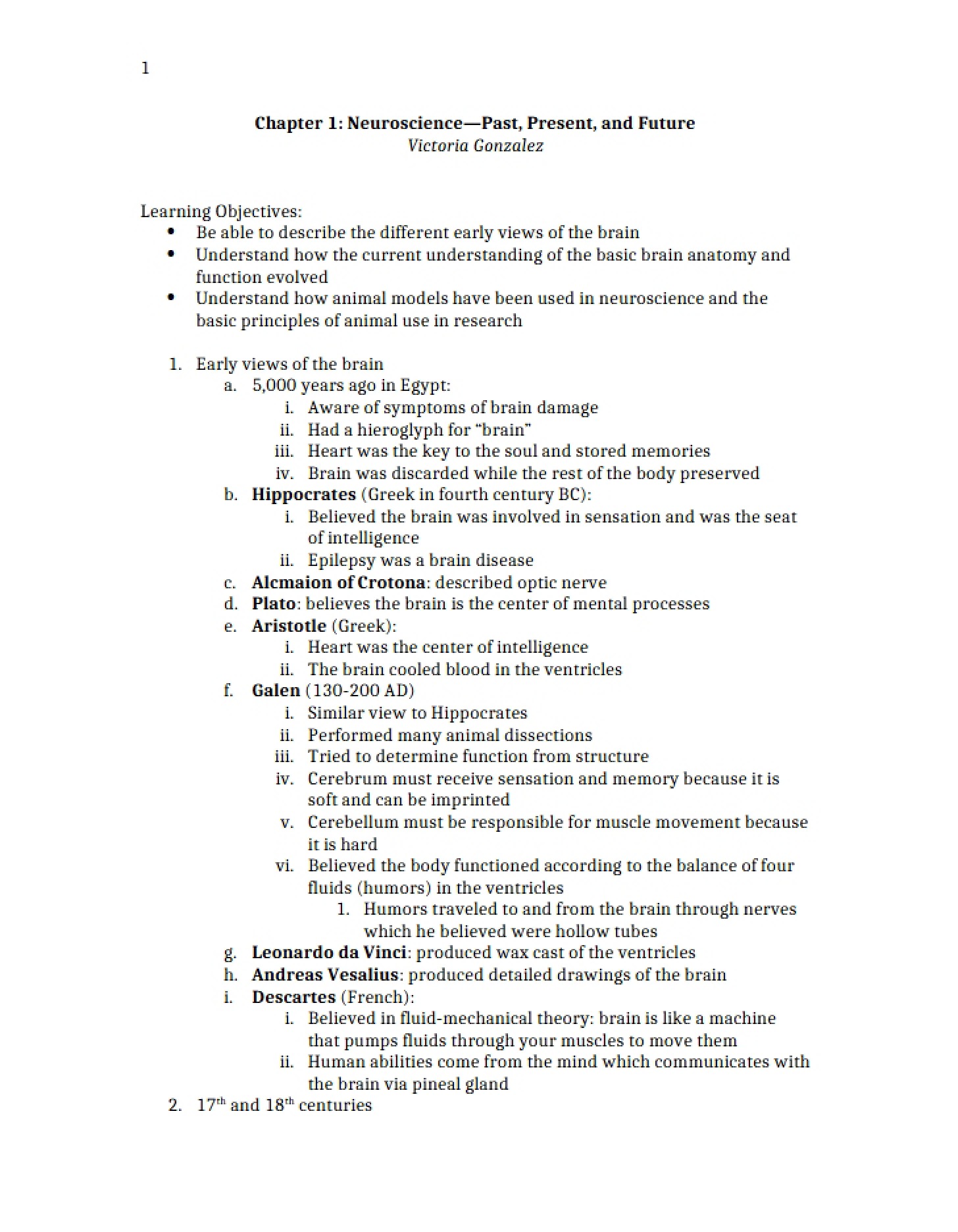 Neuroscience Chapter 1