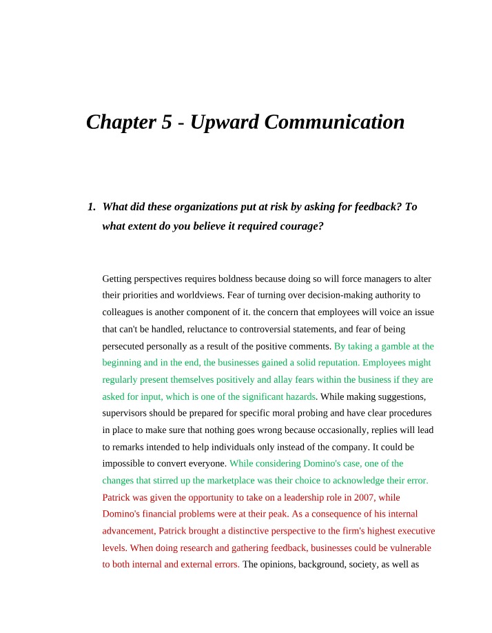 Upward Communication - Chapter 5