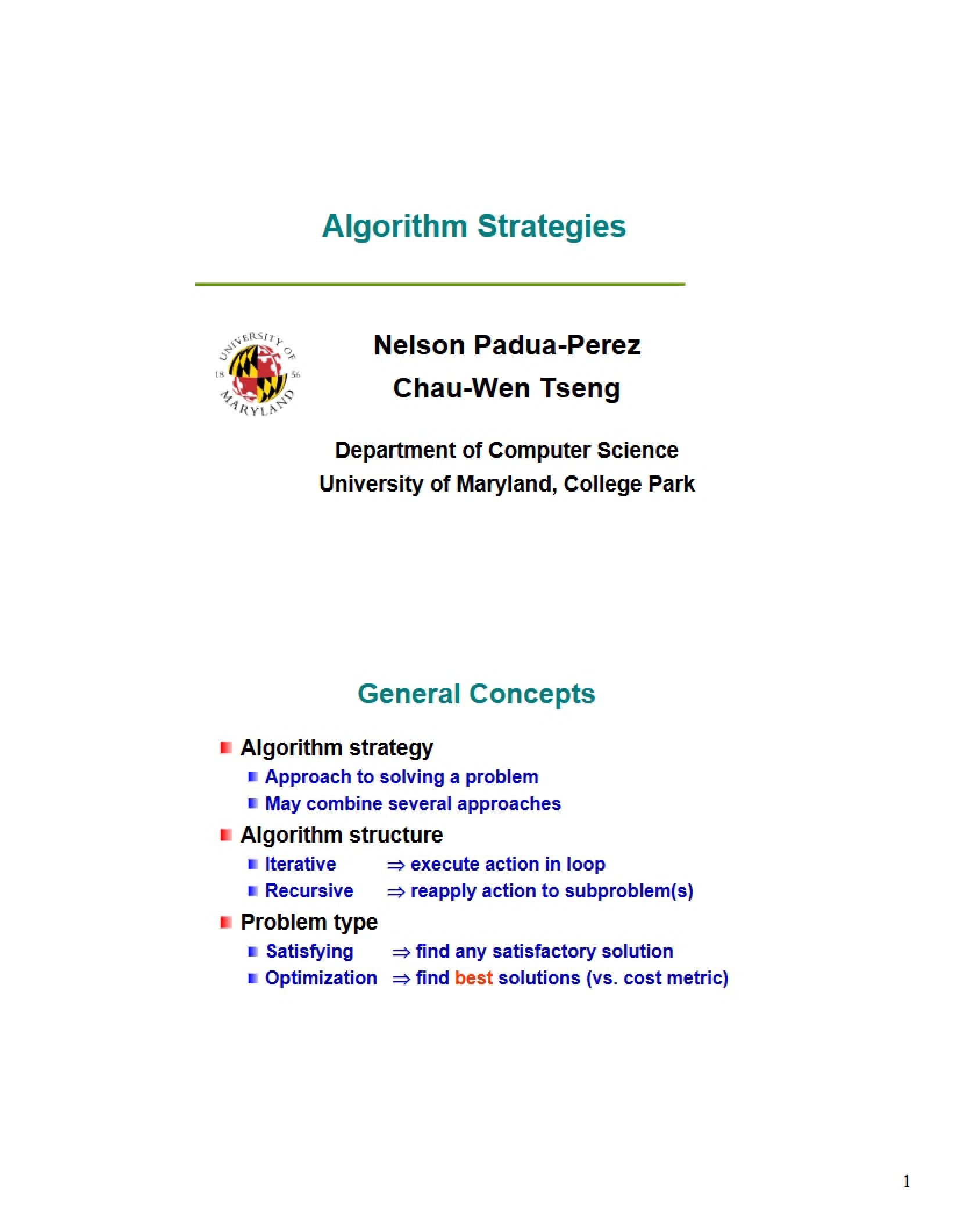 Algorithmic Design Strategies
