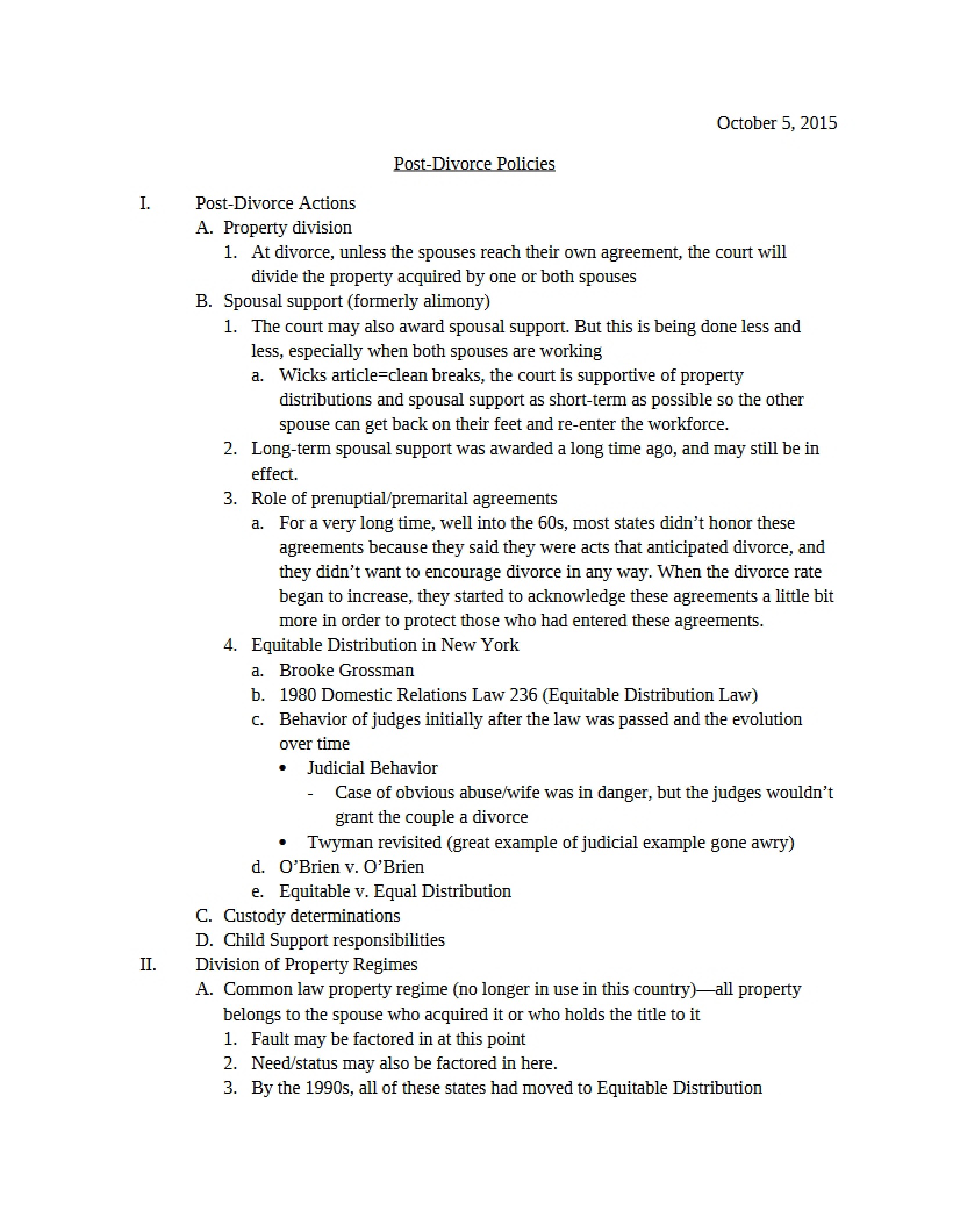 Policies Regarding Post-Divorce Scenarios