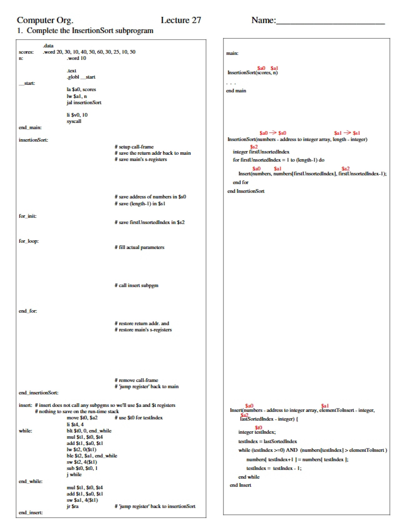 Lecture Notes on Computer Organization