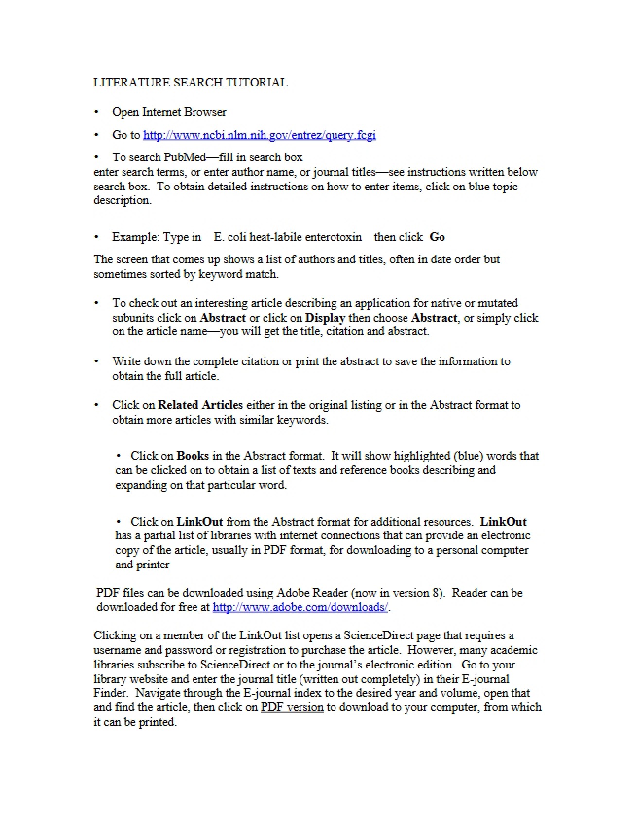 Tutorial Literature Search