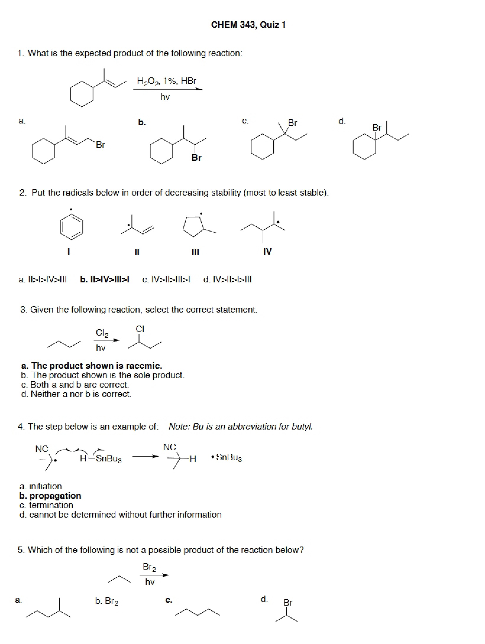 Key for Quiz 1