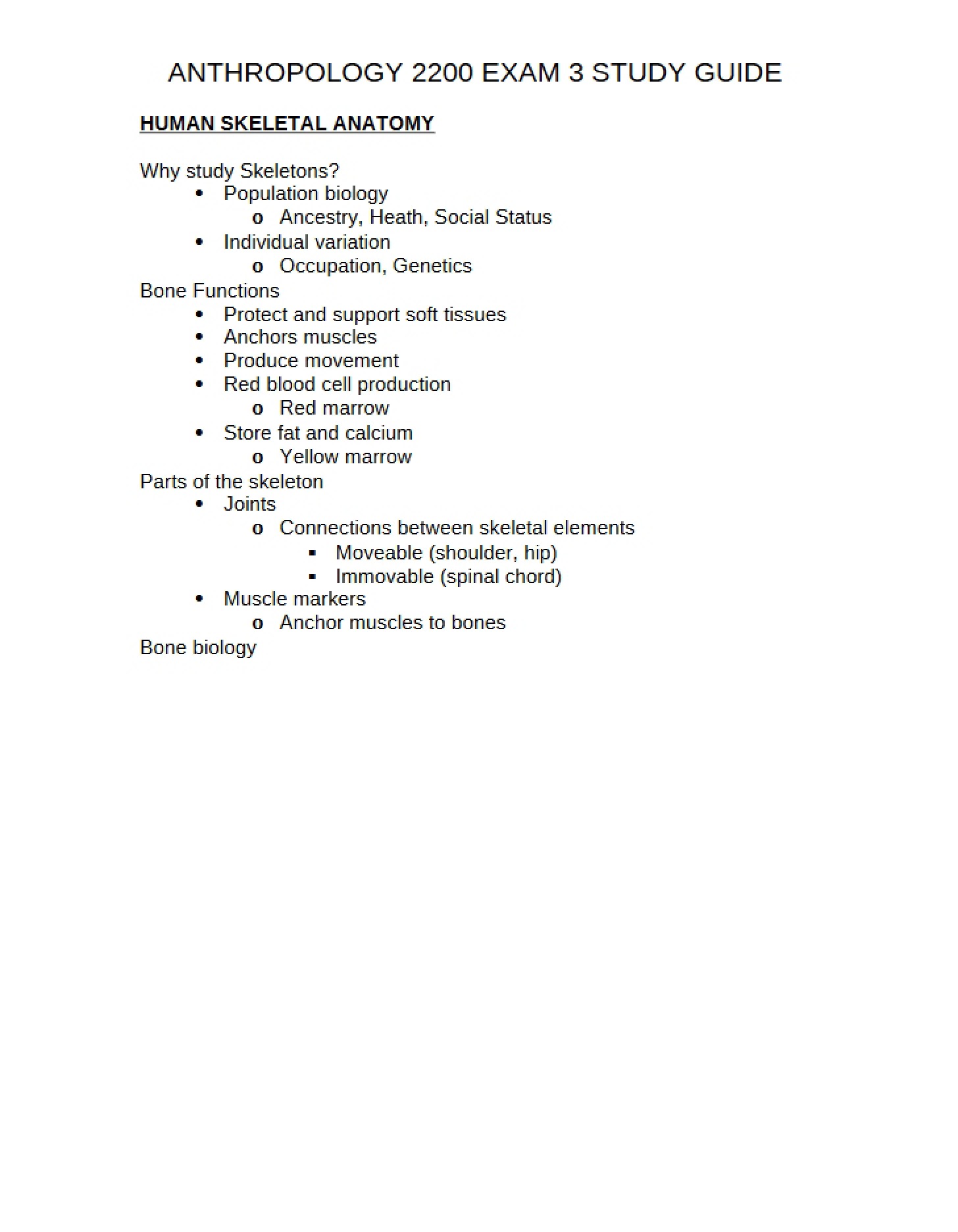 Study Aid for Exam 3