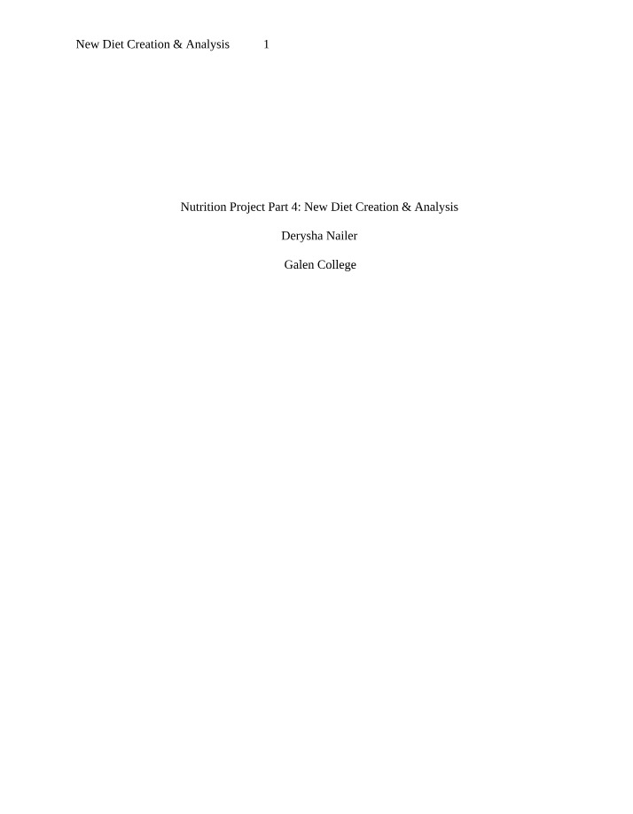 Part 4 - Nutrition Project