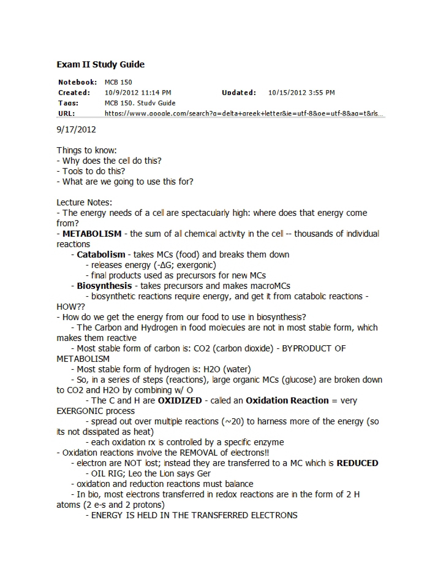 Study Resource Exam II