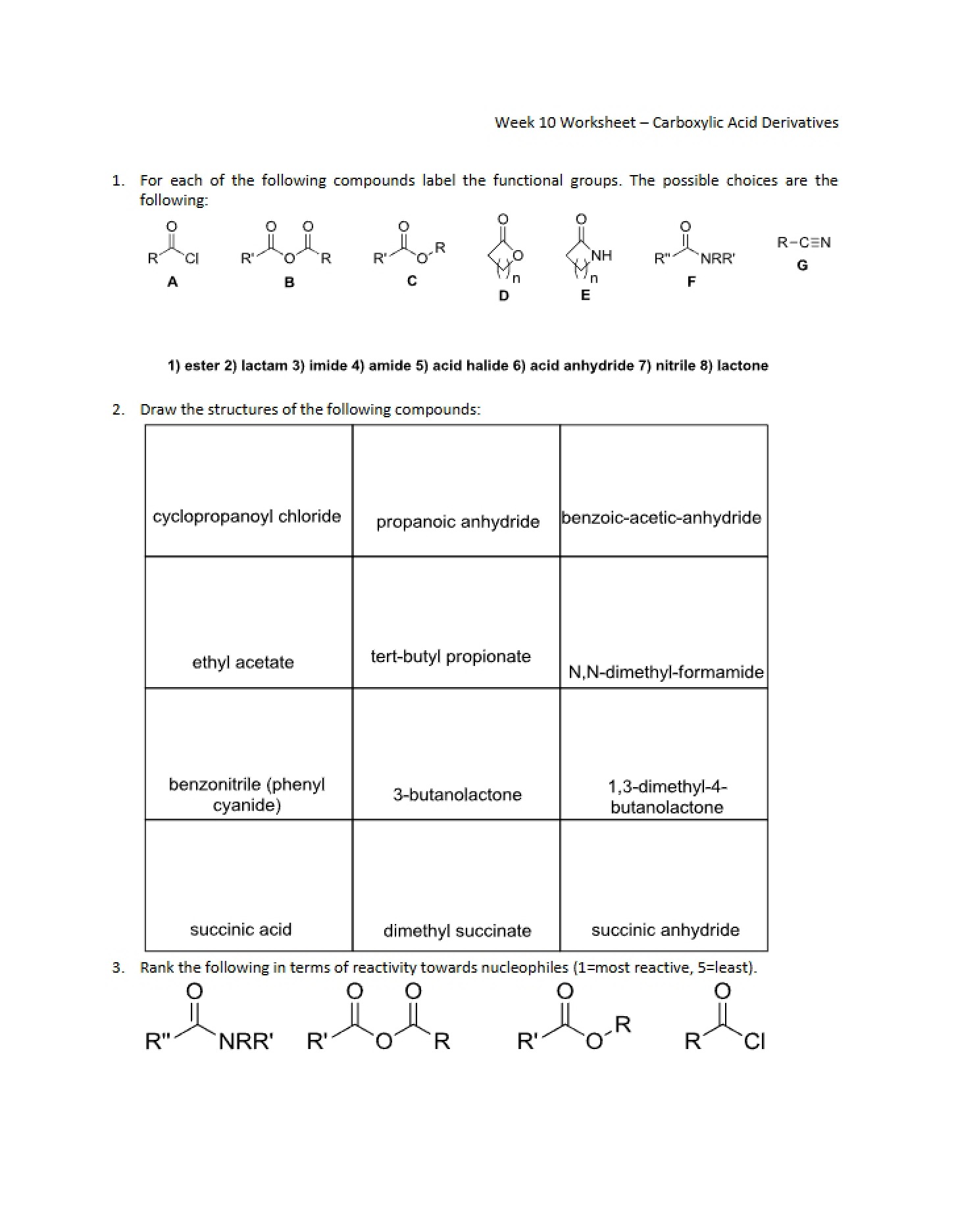 Derivatives of Carboxylic Acid