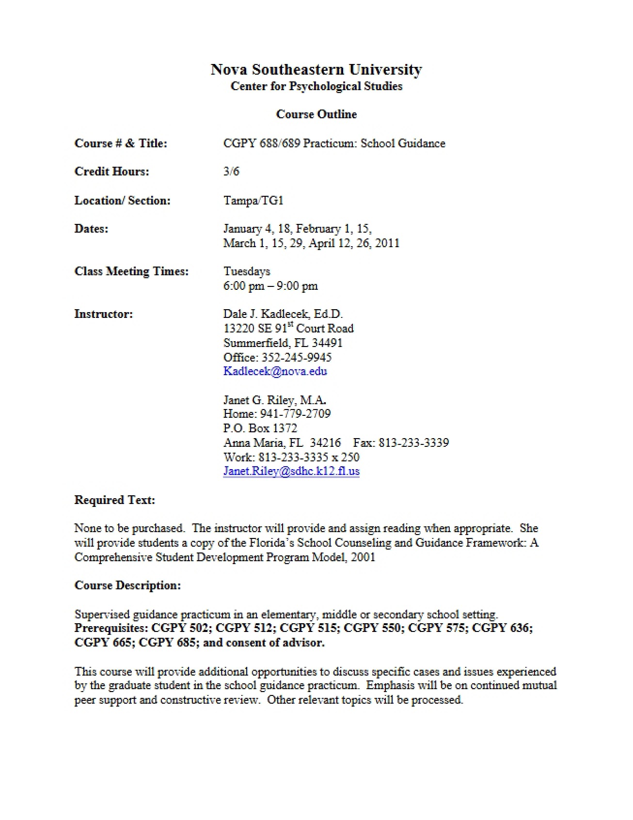 School Guidance Outline
