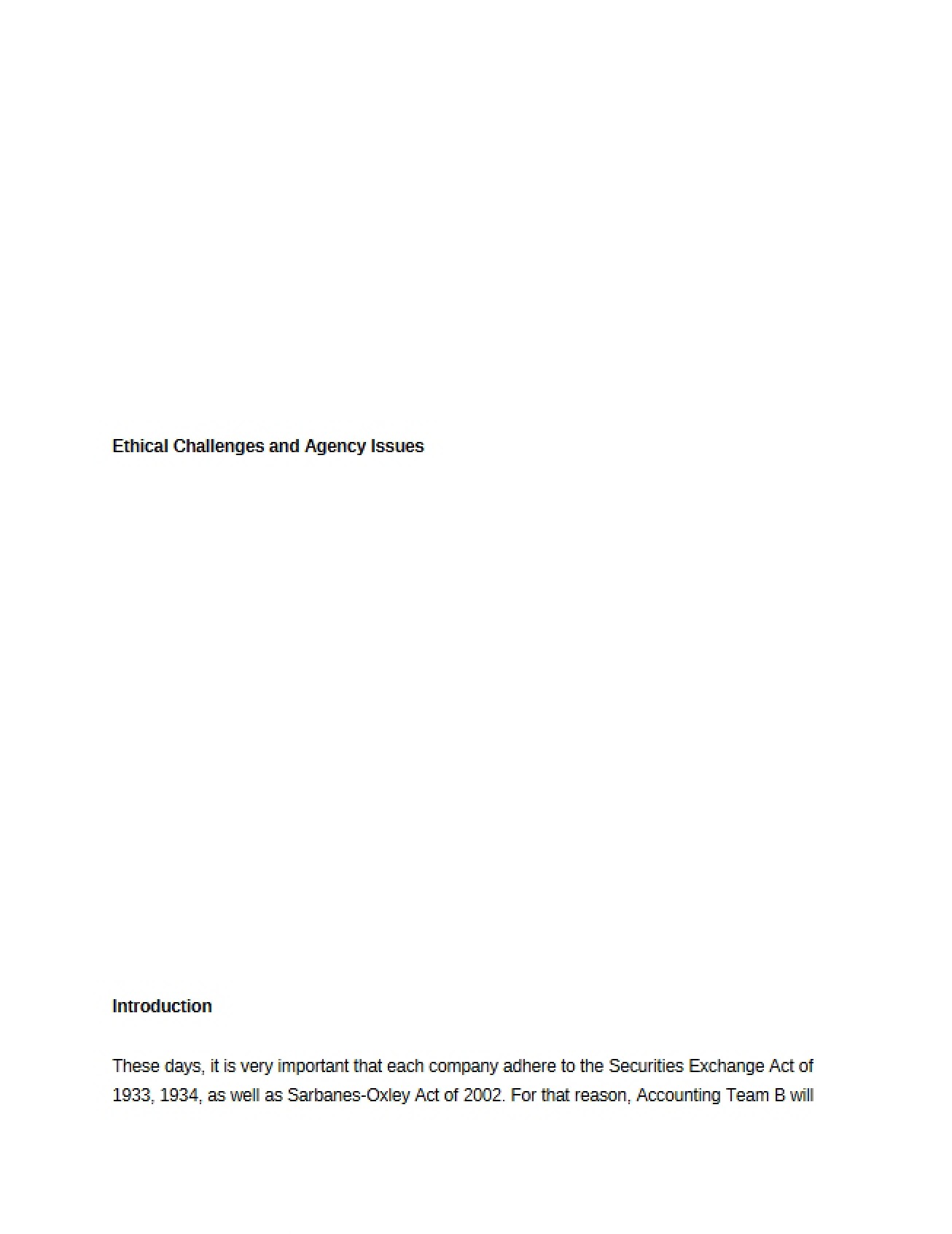 Agency Issues and Ethical Challenges