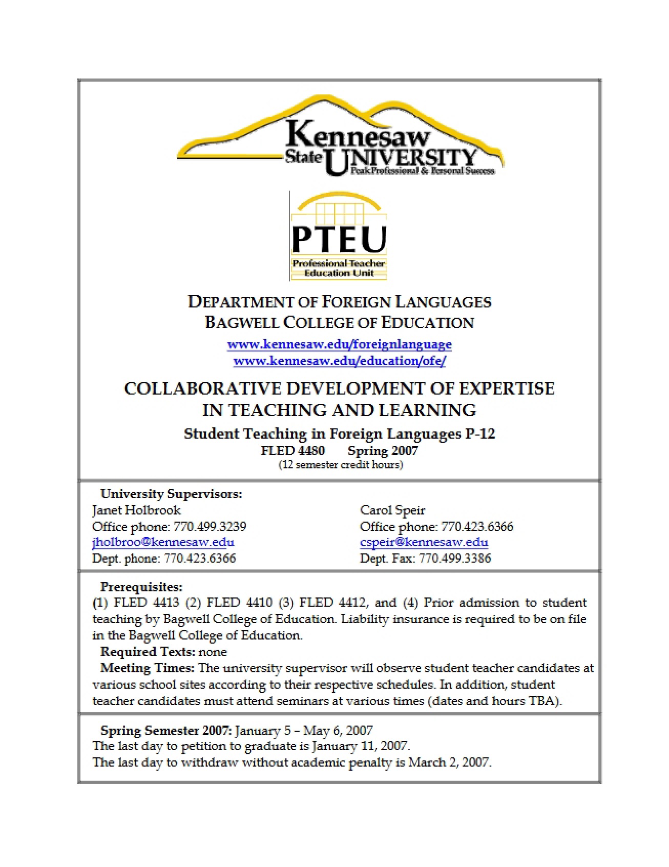 P-12 Foreign Language Student Teaching Program Overview